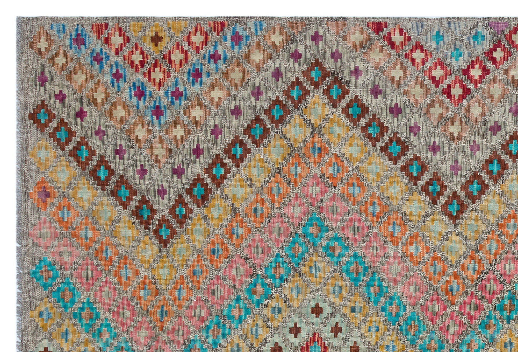 Selanik Beige Vintage Wool Handmade Area Rug 5'7" x 8'4"