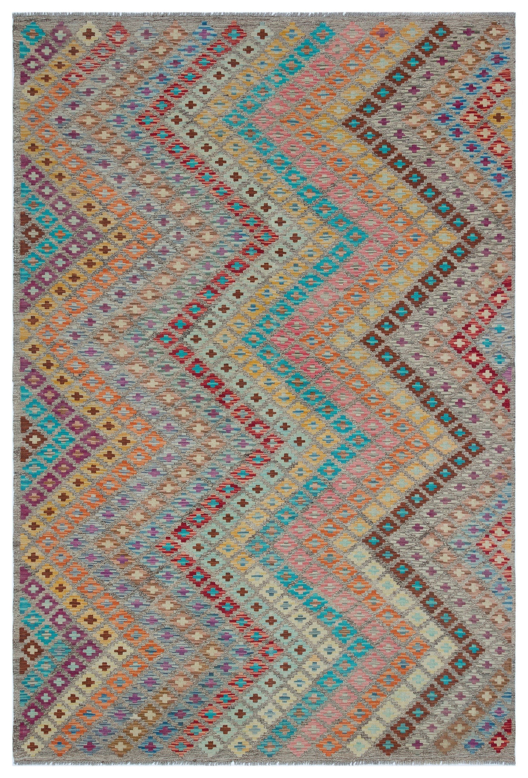 Selanik Beige Vintage Wool Handmade Area Rug 5'7" x 8'4"