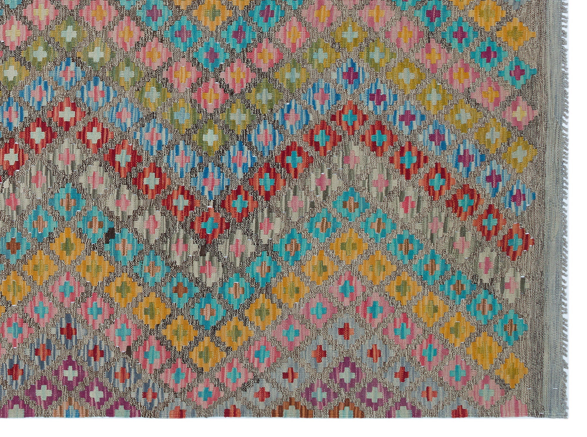 Selanik Beige Vintage Wool Handmade Area Rug 6'2" x 7'11"