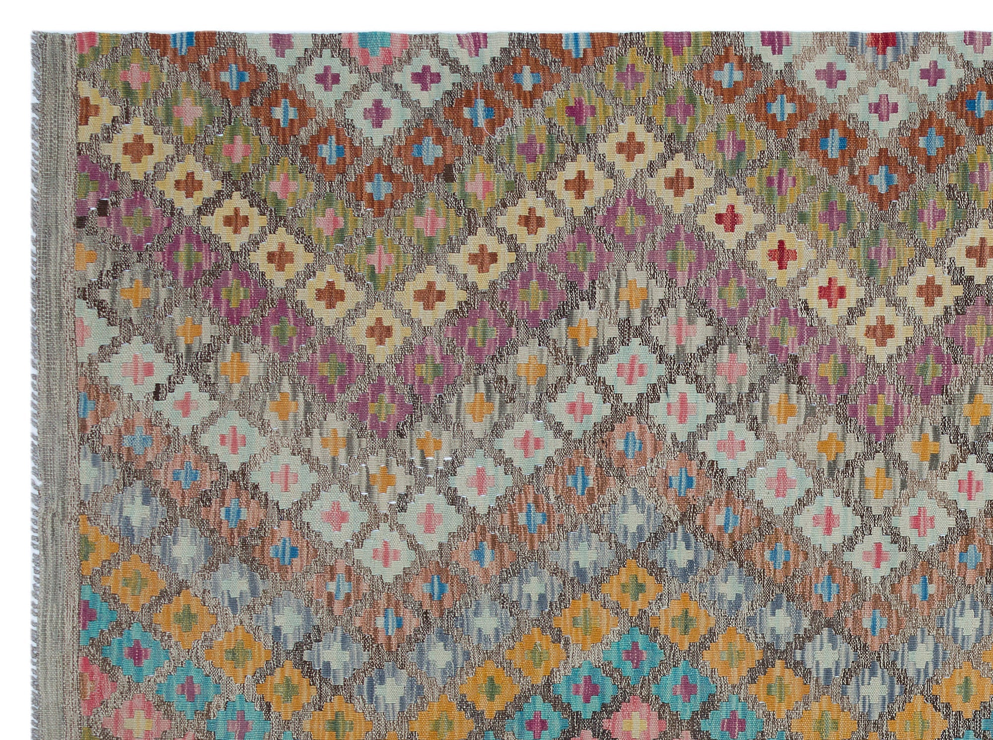Selanik Beige Vintage Wool Handmade Area Rug 6'2" x 7'11"