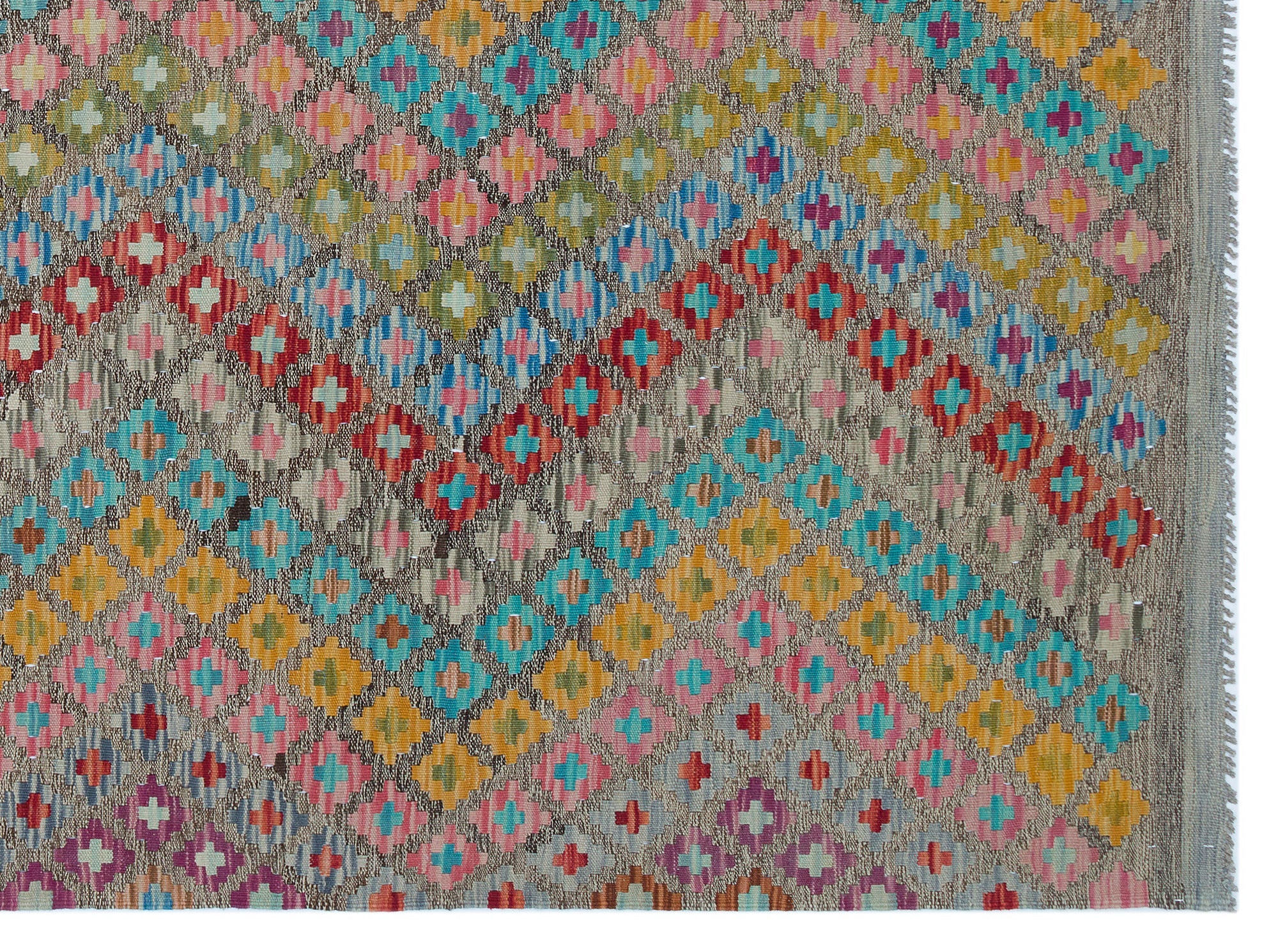 Selanik Beige Vintage Wool Handmade Area Rug 6'2" x 7'11"