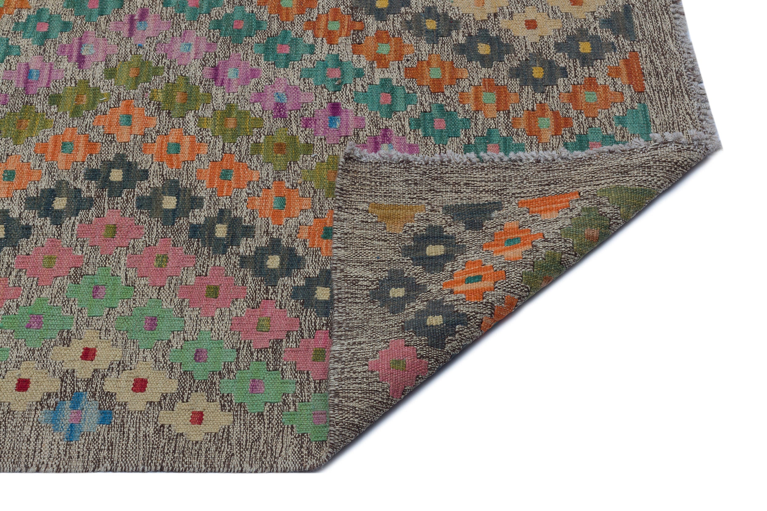Selanik Beige Vintage Wool Handmade Area Rug 6'10" x 7'9"
