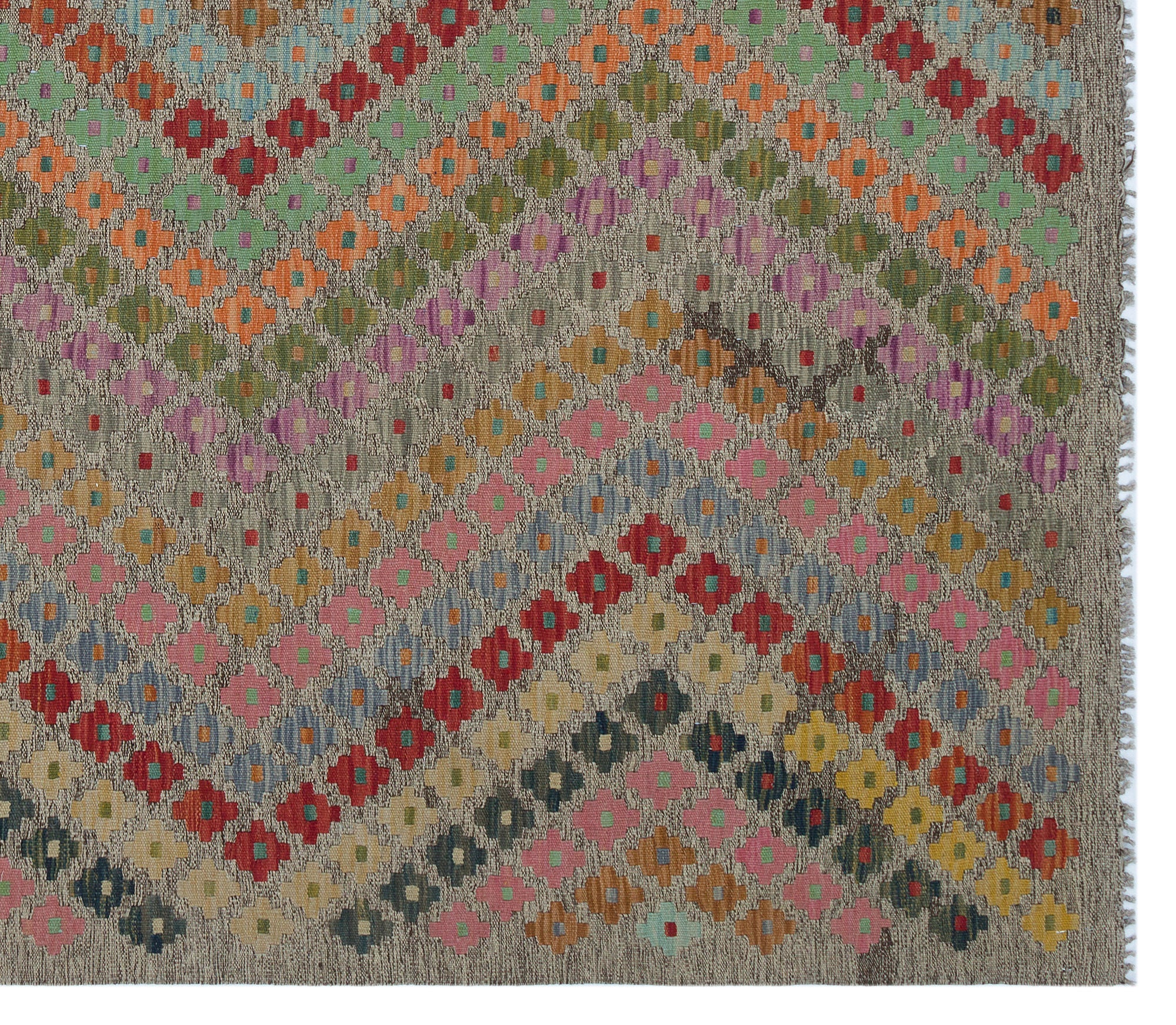 Selanik Beige Vintage Wool Handmade Area Rug 6'10" x 7'9"