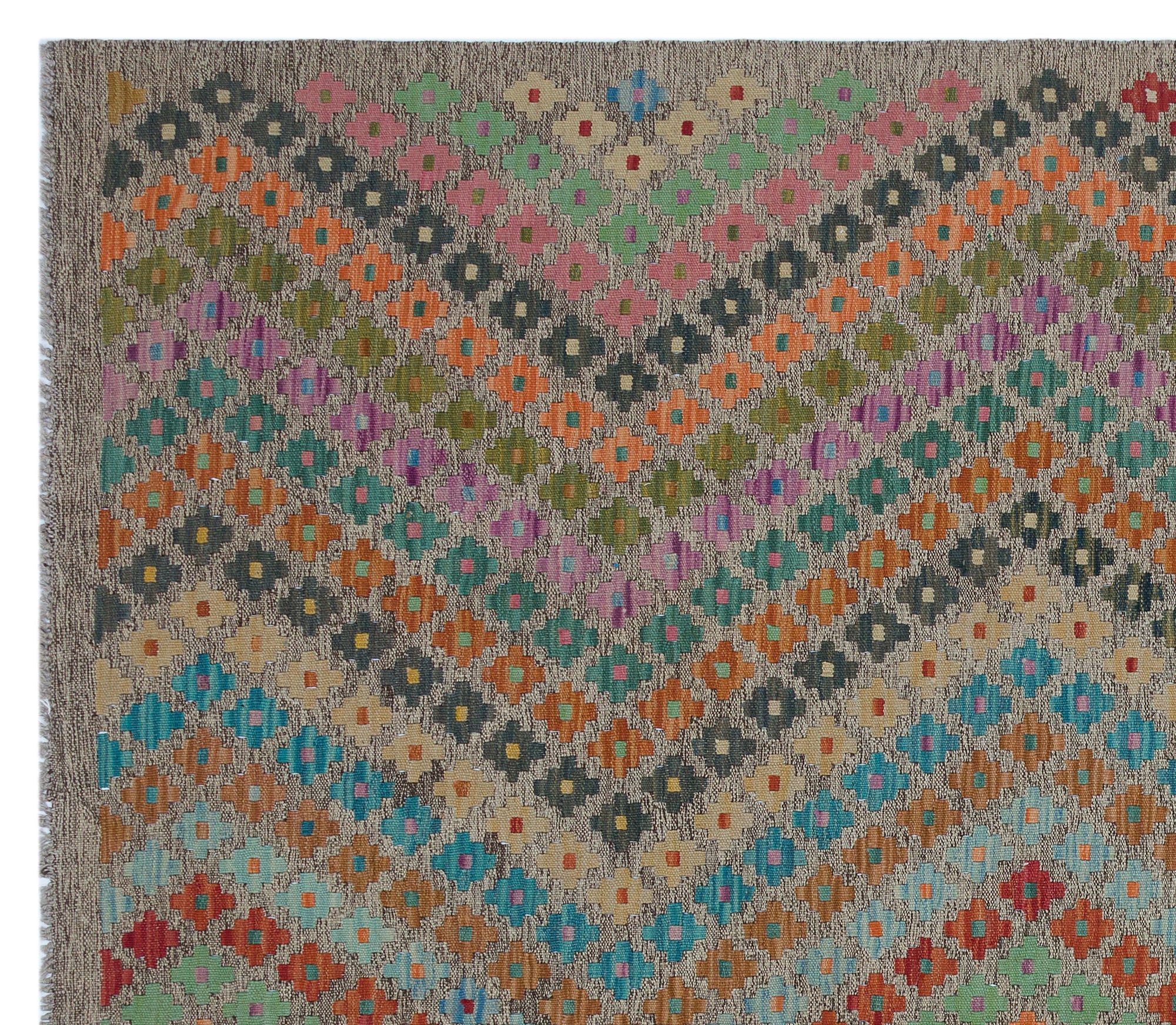 Selanik Beige Vintage Wool Handmade Area Rug 6'10" x 7'9"