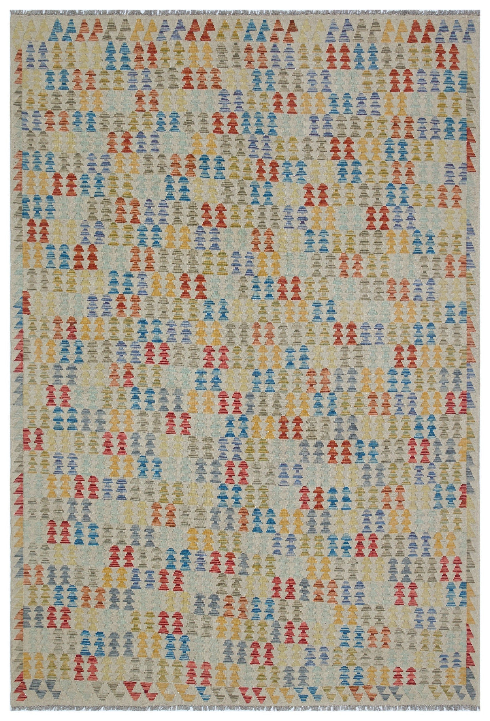 Selanik Beige Vintage Wool Handmade Area Rug 6'7" x 9'8"