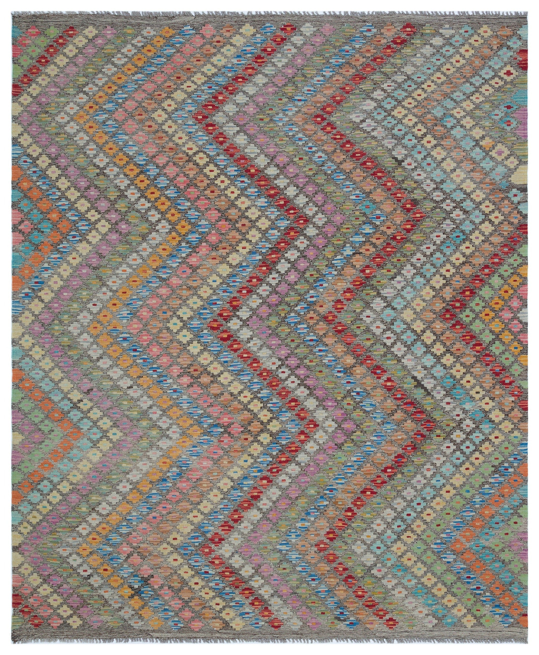 Selanik Beige Vintage Wool Handmade Area Rug 6'4" x 7'9"