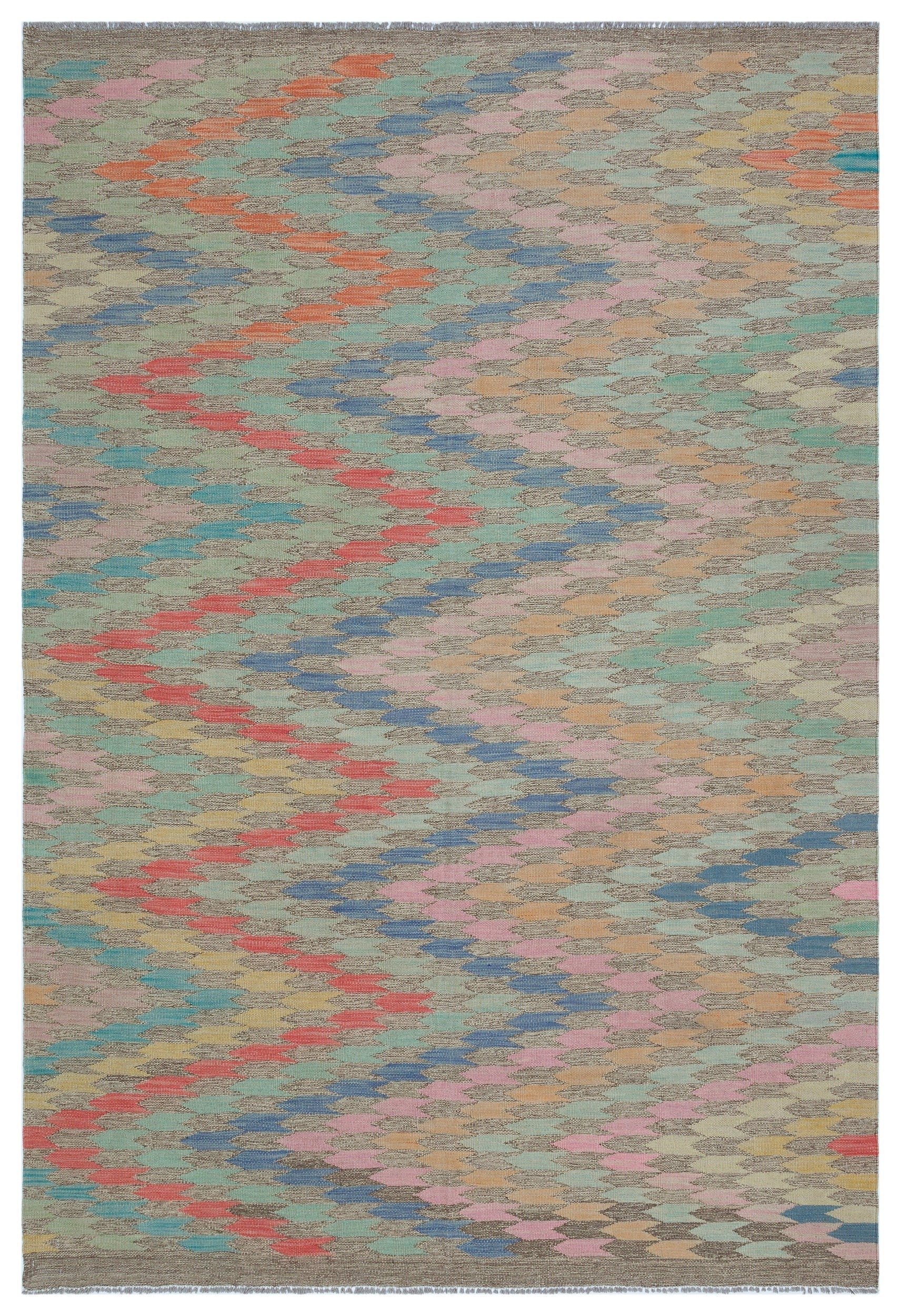 Selanik Beige Vintage Wool Handmade Area Rug 5'4" x 7'9"