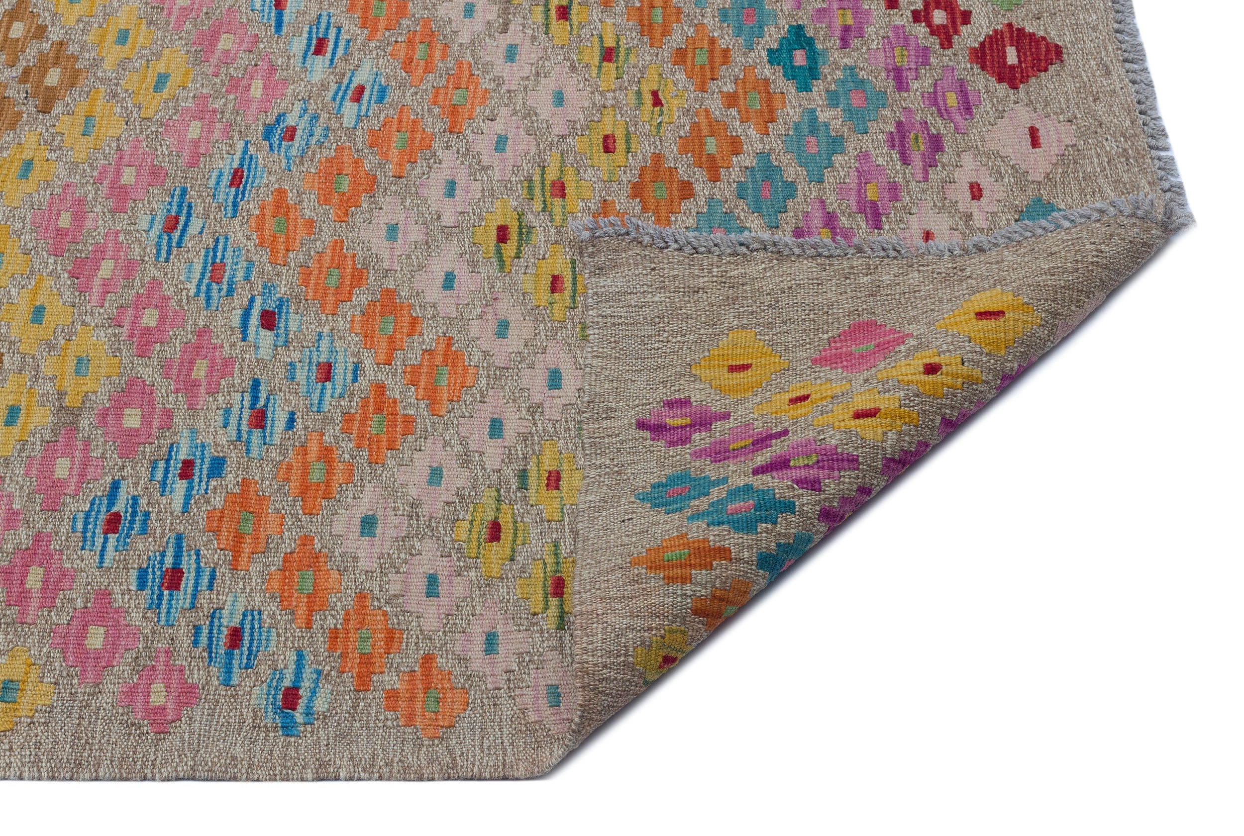 Selanik Beige Vintage Wool Handmade Area Rug 6'3" x 8'2"