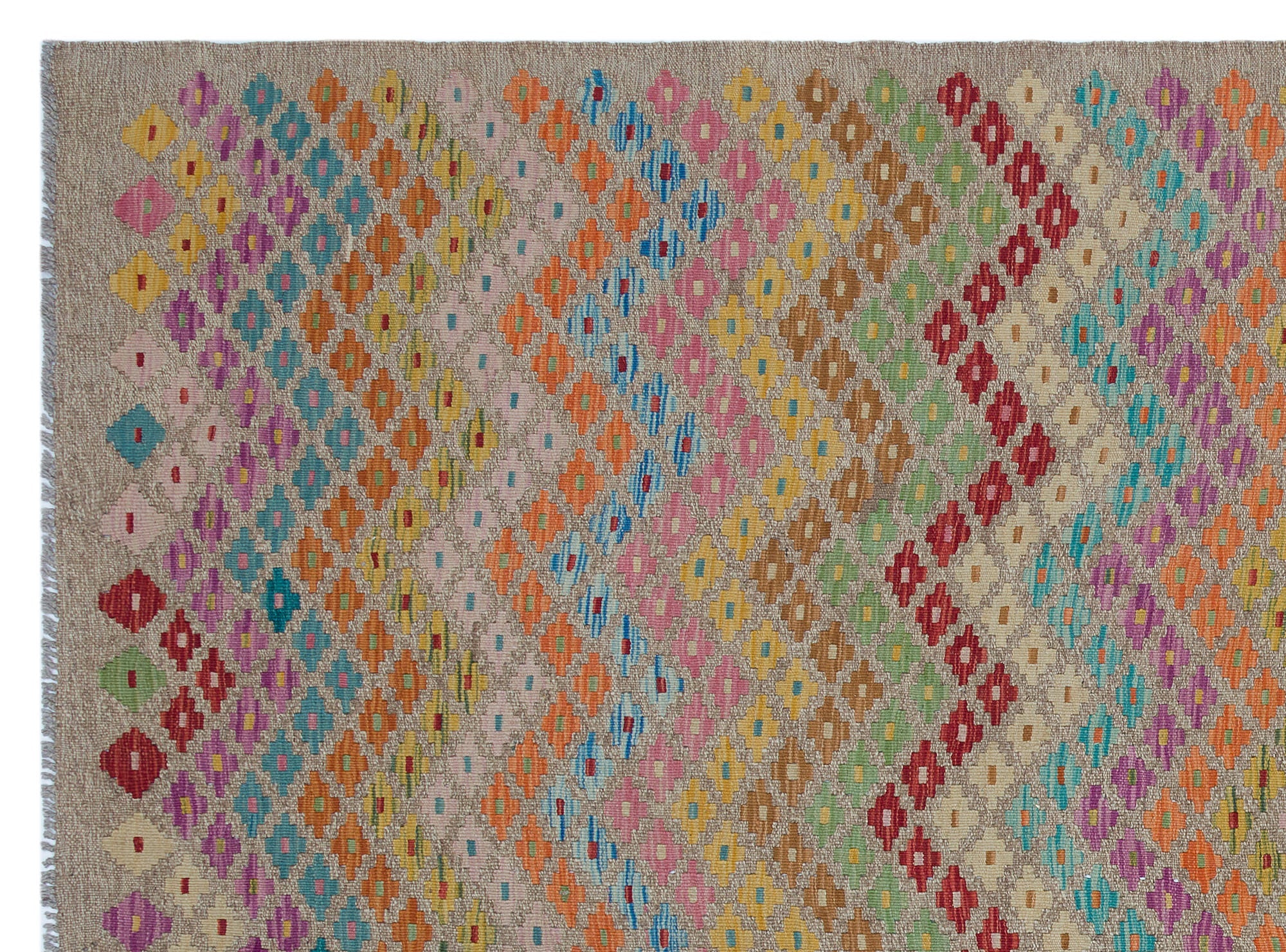 Selanik Beige Vintage Wool Handmade Area Rug 6'3" x 8'2"