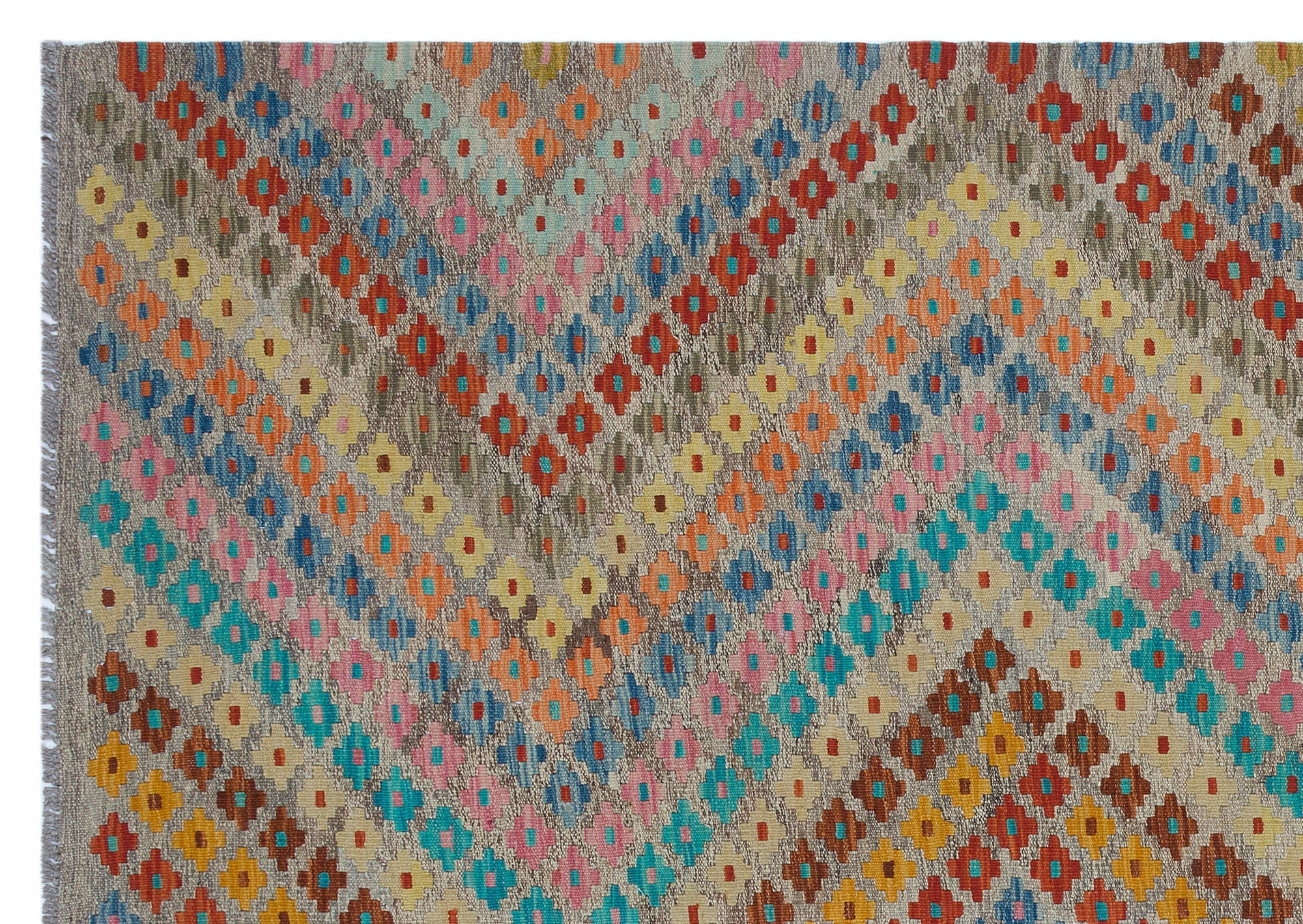Selanik Beige Vintage Wool Handmade Area Rug 5'7" x 8'6"