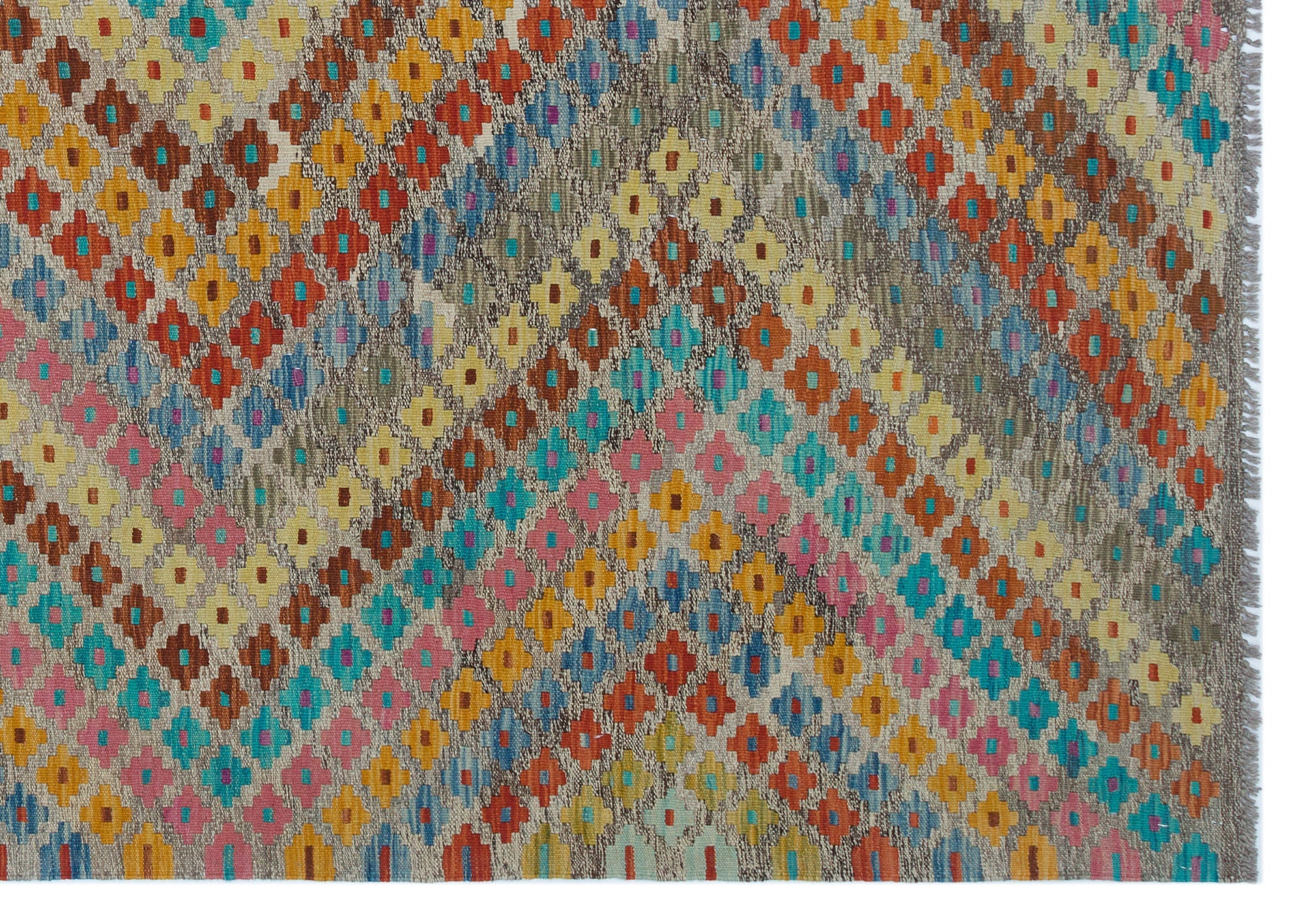 Selanik Beige Vintage Wool Handmade Area Rug 5'7" x 8'6"