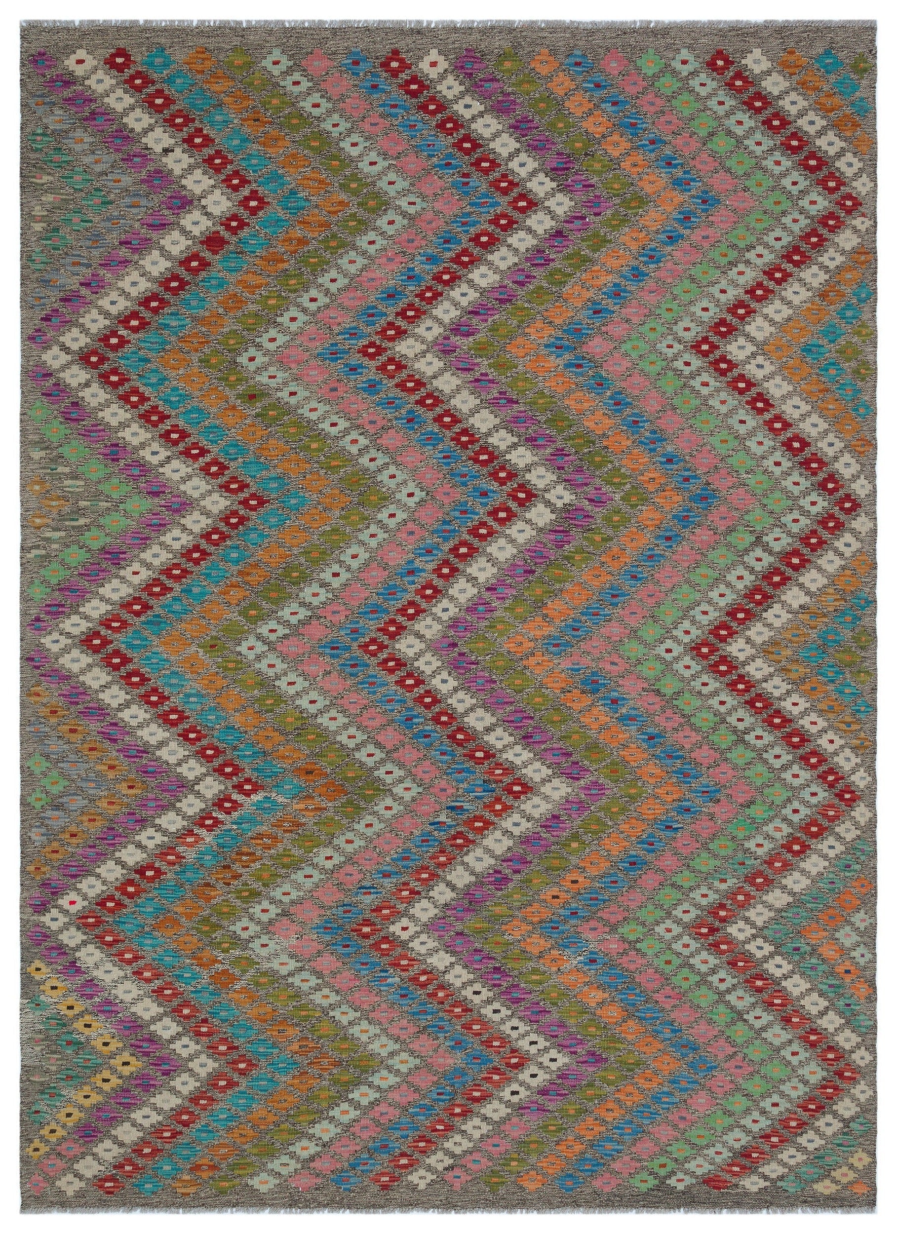 Vintage Wool Area Rug - Selanik Style Handmade Beige Wool Carpet 5'5" x 8'9"