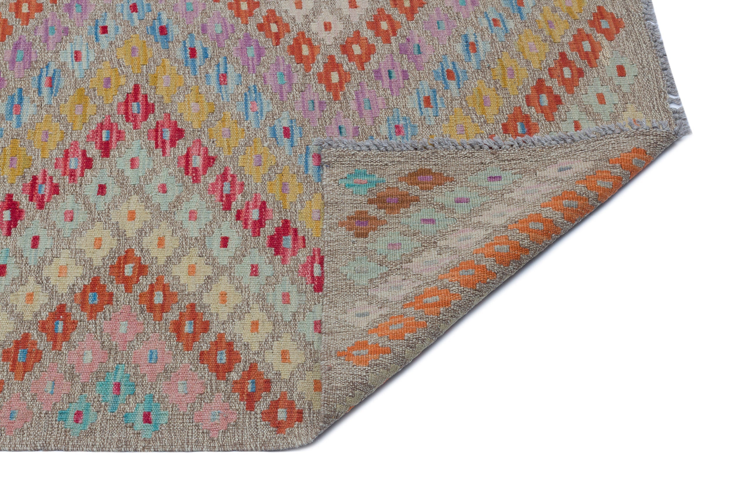 Selanik Beige Vintage Wool Handmade Area Rug 5'5" x 8'7"