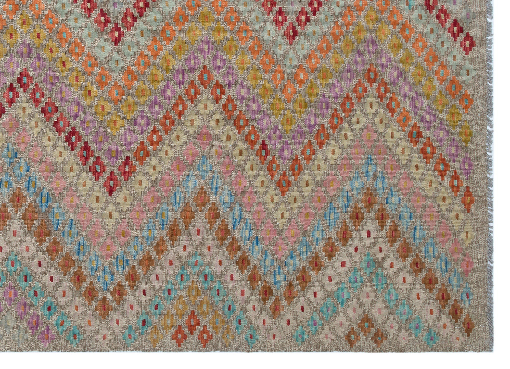 Selanik Beige Vintage Wool Handmade Area Rug 5'5" x 8'7"