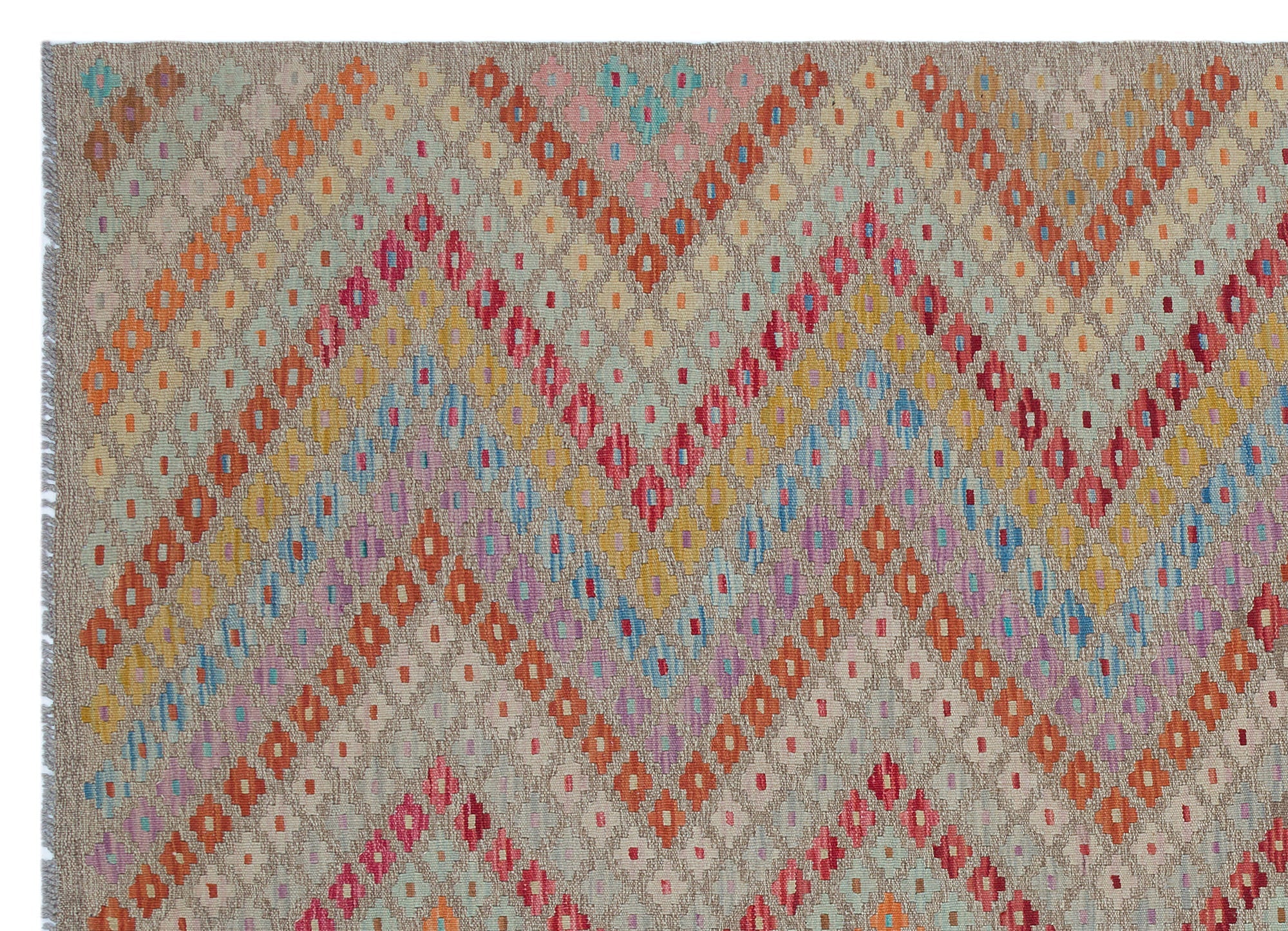 Selanik Beige Vintage Wool Handmade Area Rug 5'5" x 8'7"