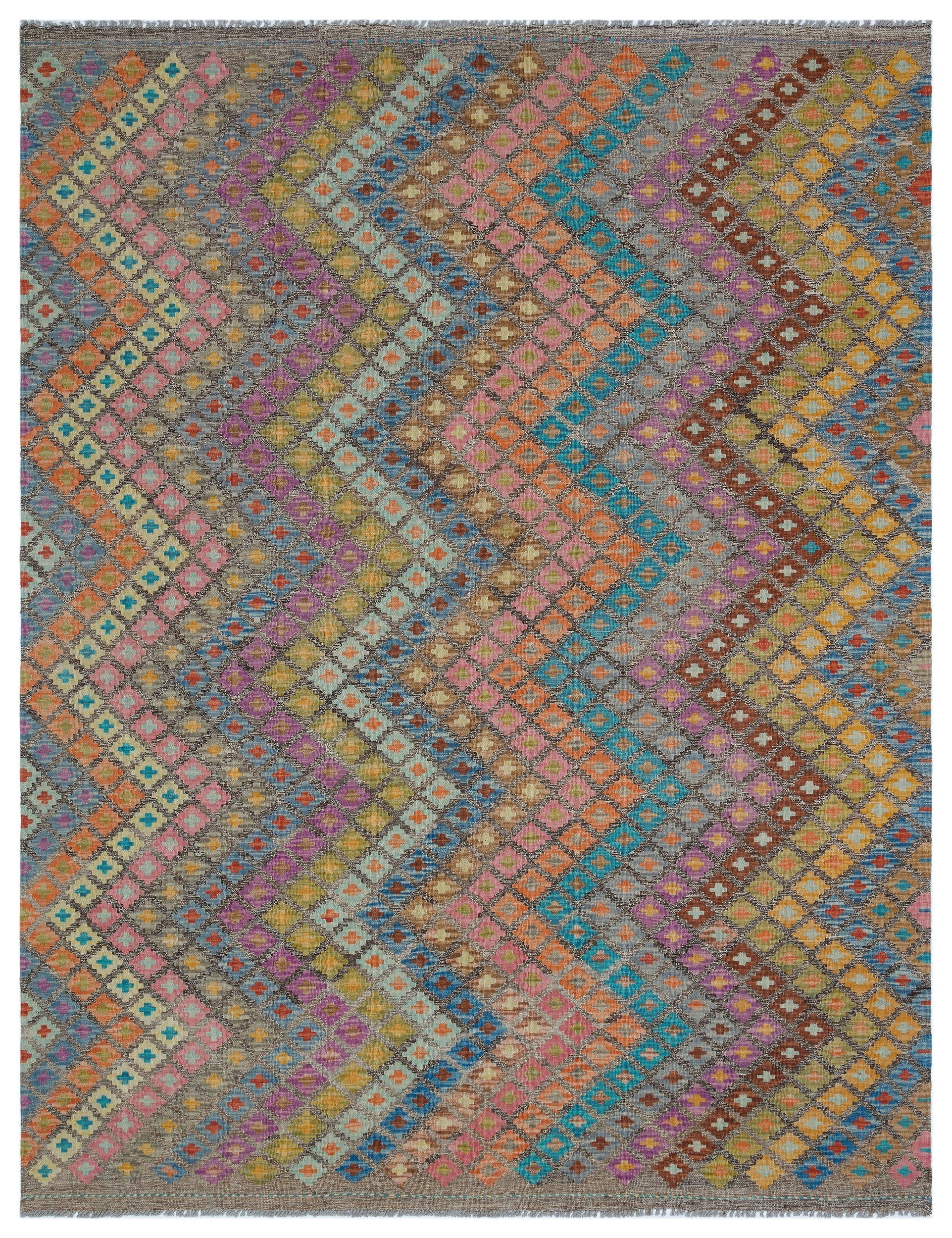 Selanik Beige Vintage Wool Handmade Area Rug 6'3" x 8'1"