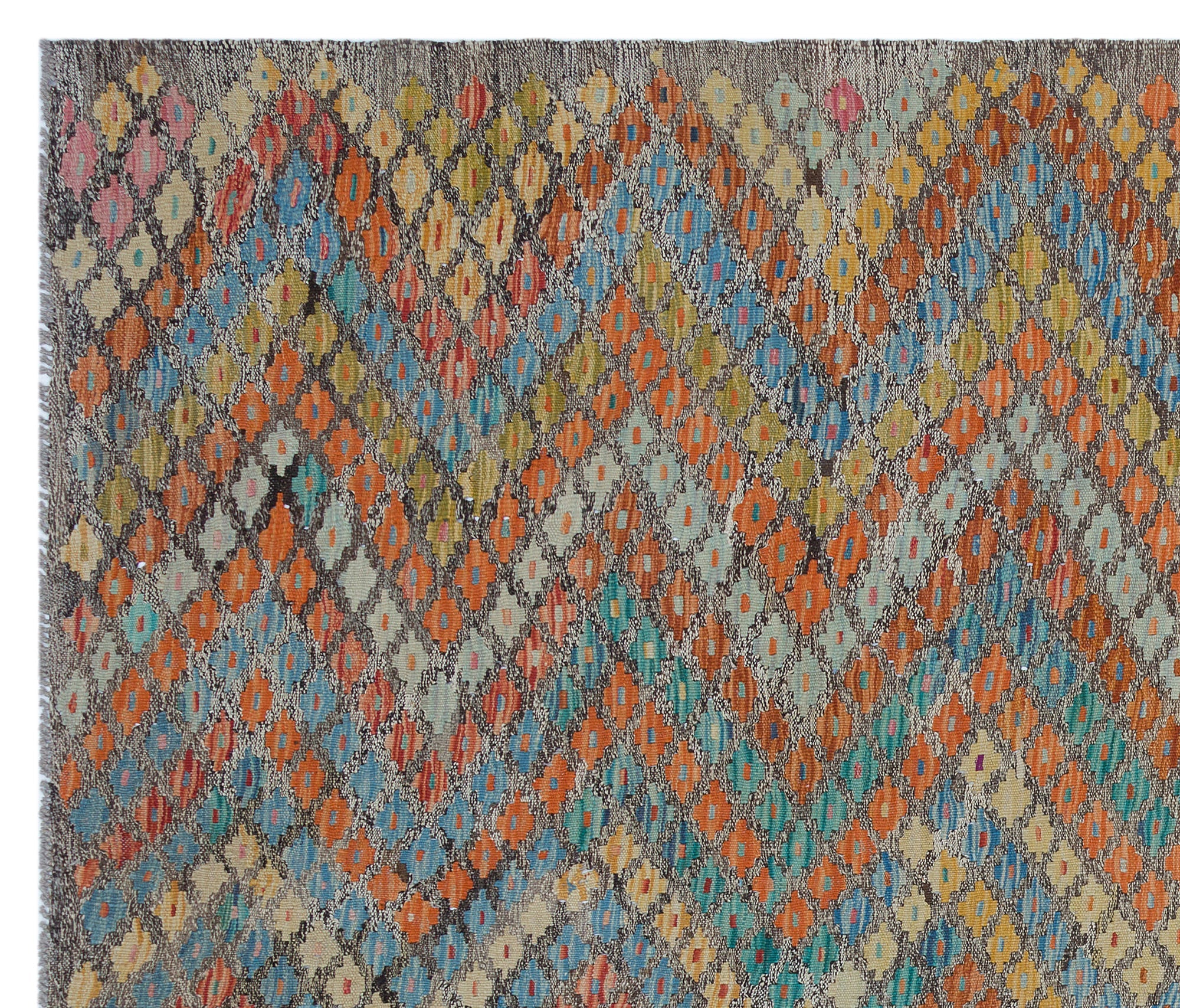 Selanik Beige Vintage Wool Handmade Area Rug 6'8" x 7'7"