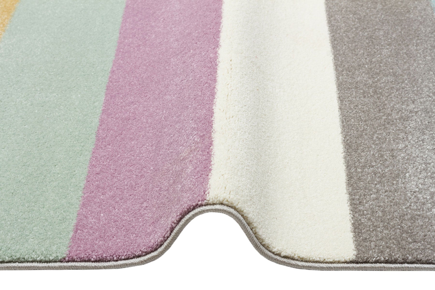 Pink Kids Rug - Soft Texture Rug | Striped Kids Carpet with Anti Slip Backing