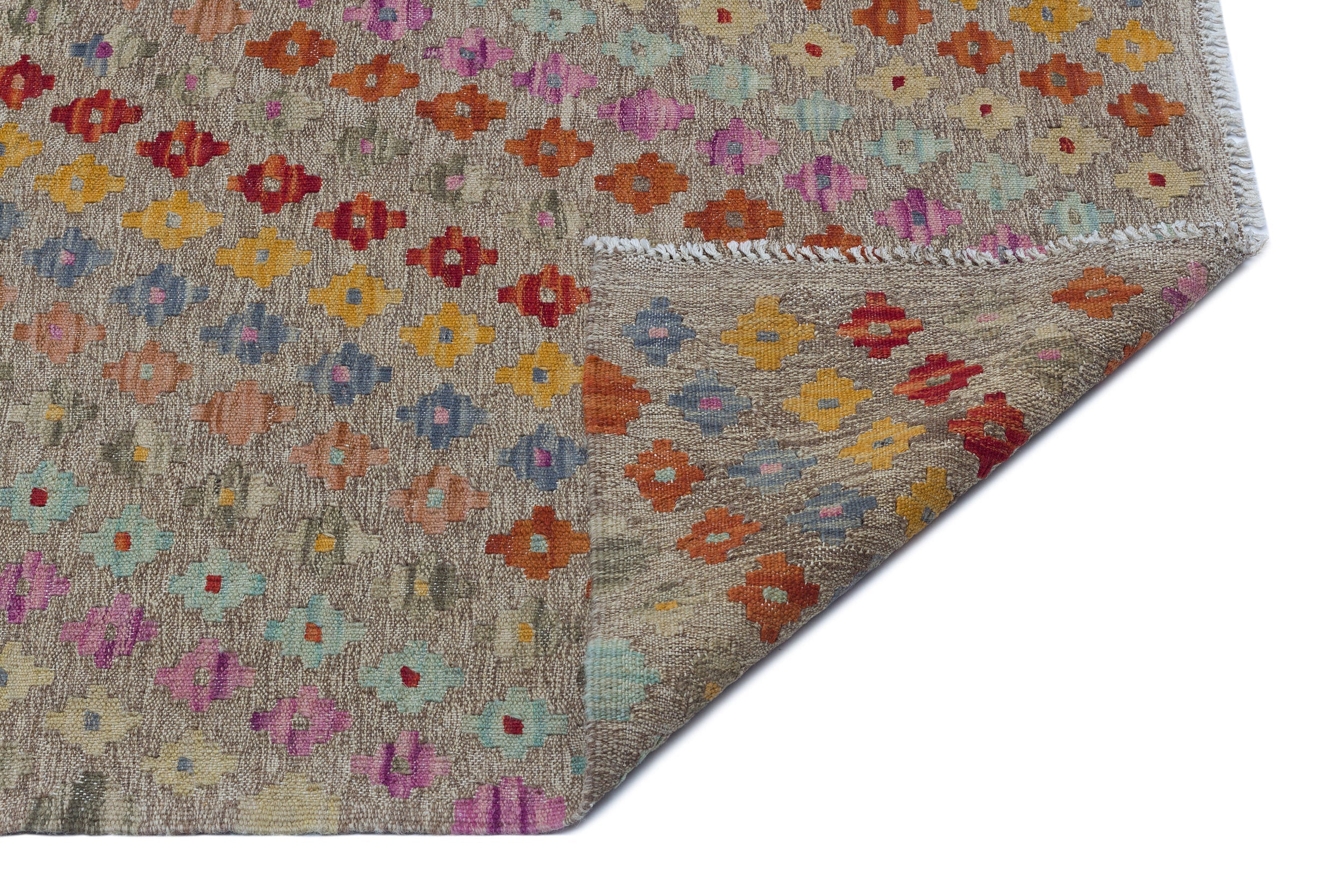 Selanik Beige Vintage Wool Handmade Area Rug 6'3" x 8'4"