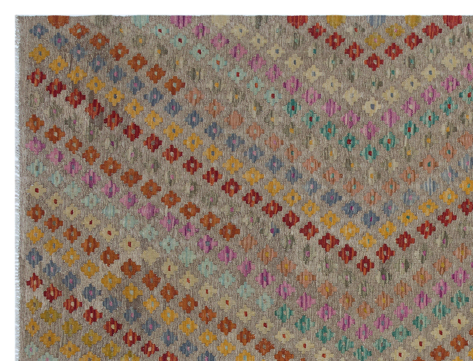 Selanik Beige Vintage Wool Handmade Area Rug 6'3" x 8'4"