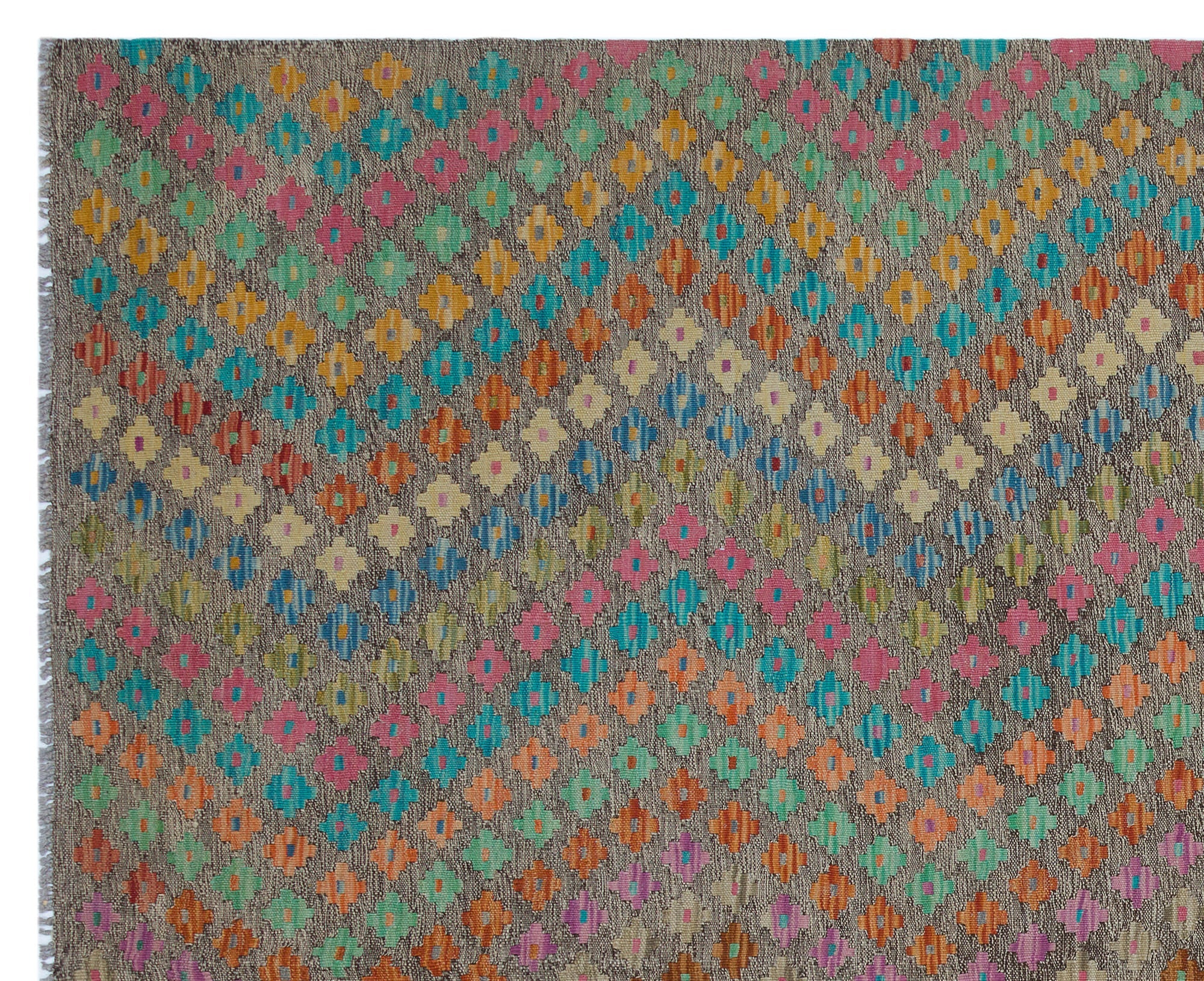 Selanik Beige Vintage Wool Handmade Area Rug 6'3" x 8'11"