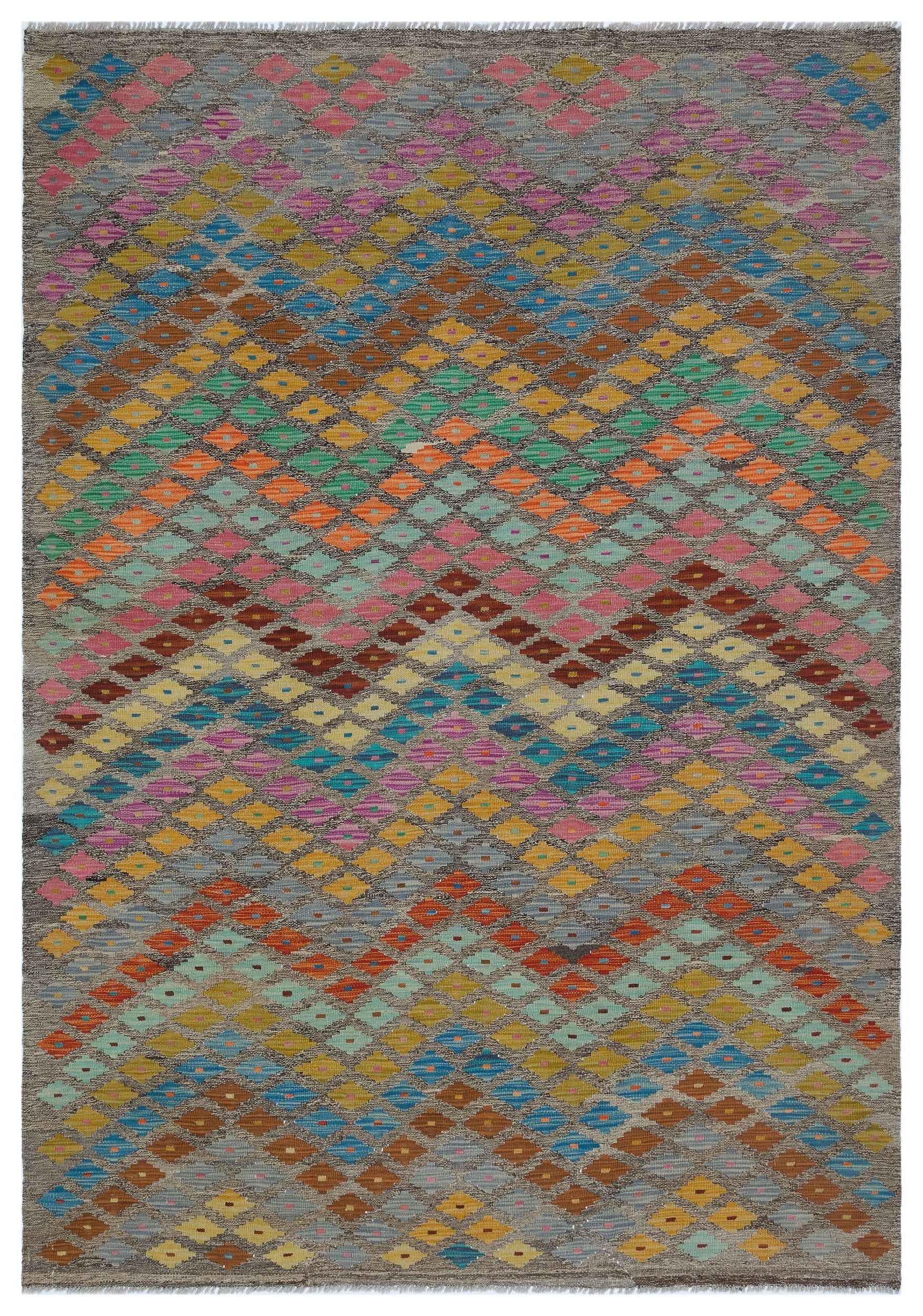 Selanik Beige Vintage Wool Handmade Area Rug 4'2" x 10'7"