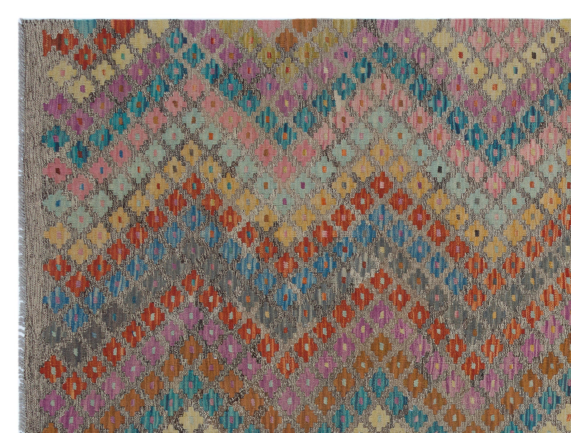 Selanik Beige Vintage Wool Handmade Area Rug 6'2" x 8'1"
