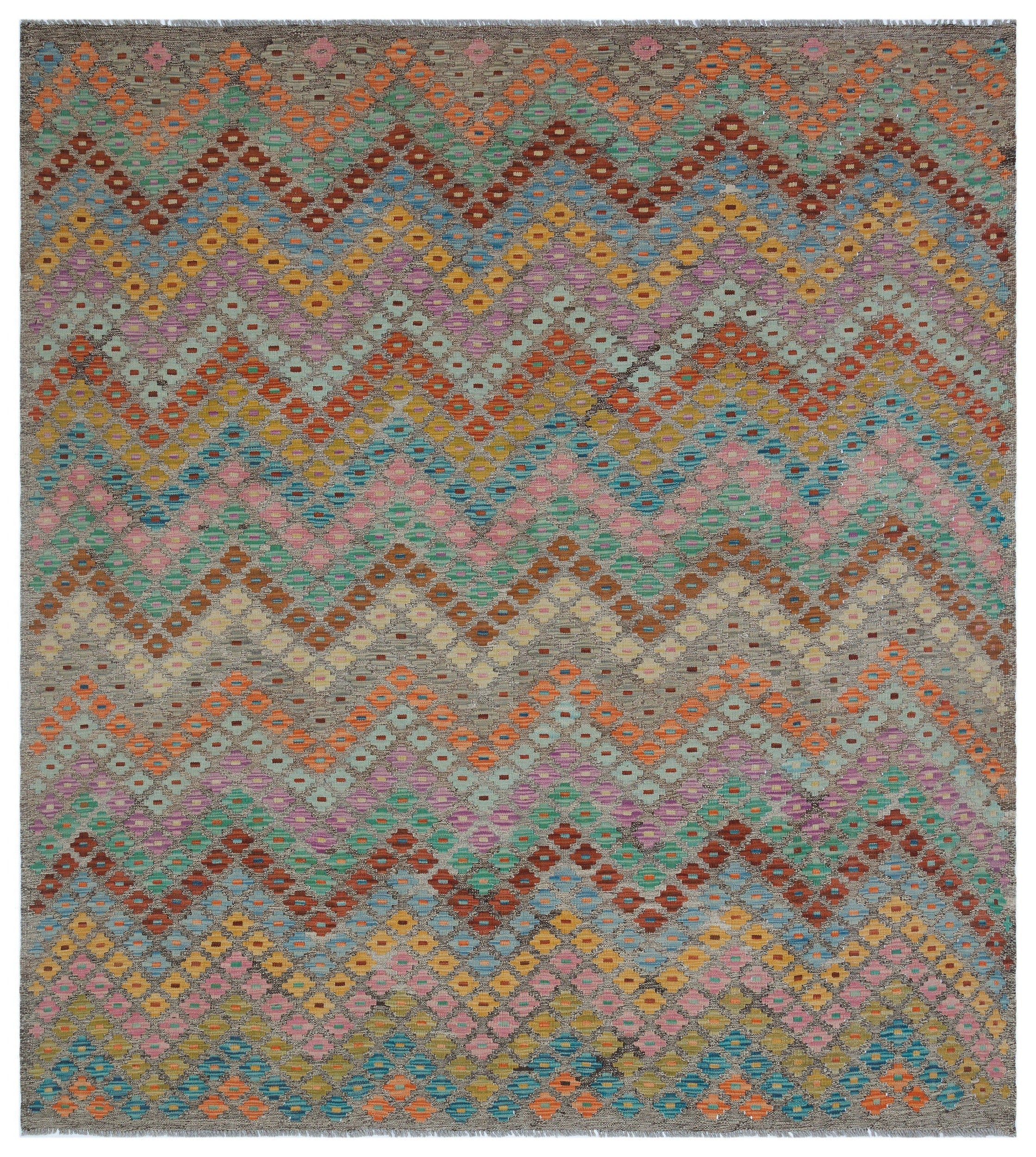 Selanik Beige Vintage Wool Handmade Area Rug 5'7" x 9'9"