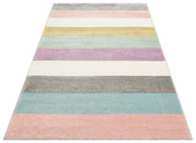 Pink Kids Rug - Soft Texture Rug | Striped Kids Carpet with Anti Slip Backing