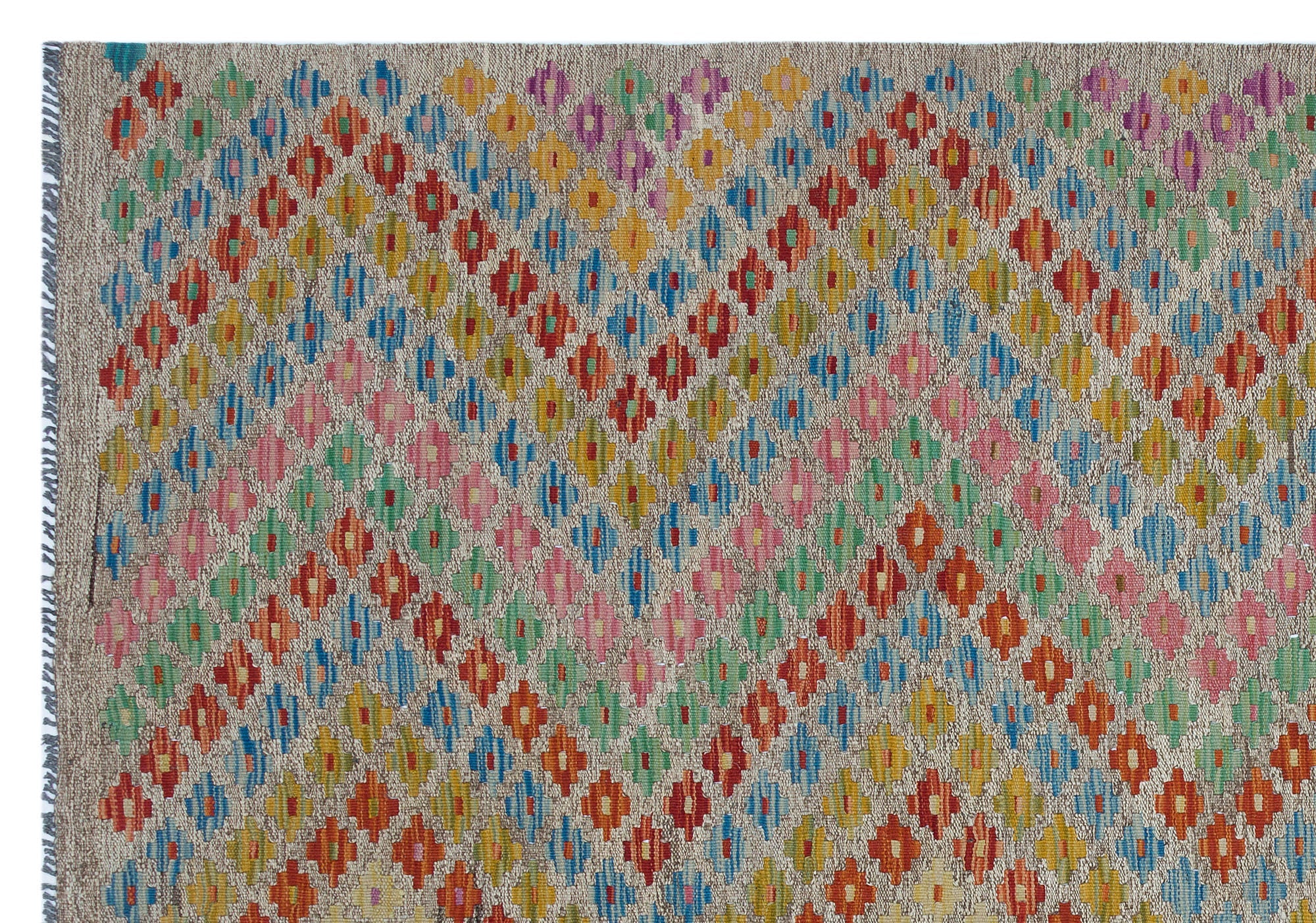 Selanik Beige Vintage Wool Handmade Area Rug 5'8" x 8'2"