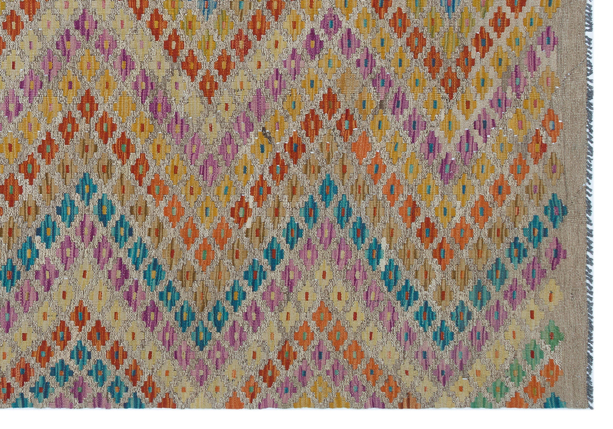 Selanik Beige Vintage Wool Handmade Area Rug 5'8" x 8'2"