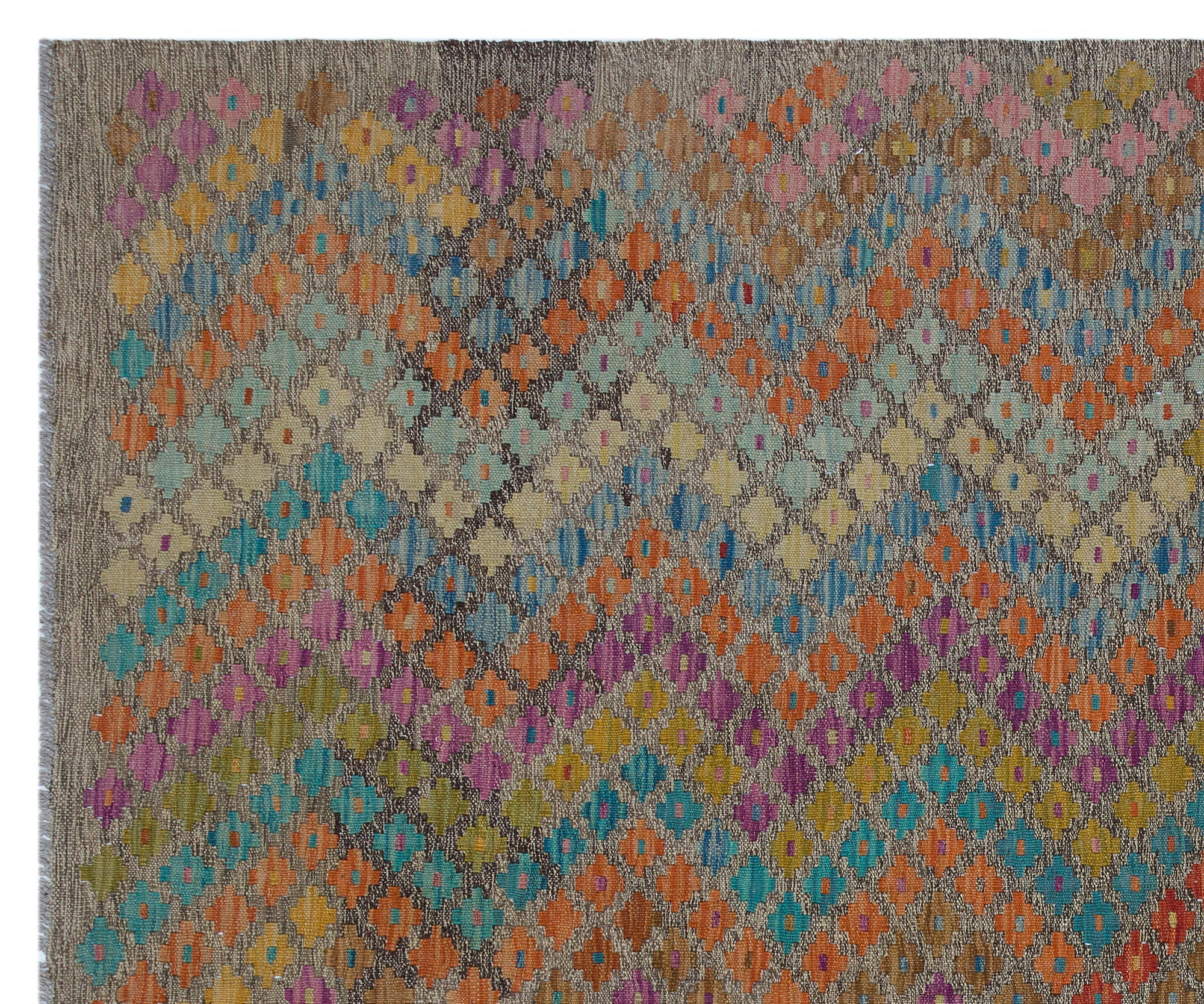 Selanik Beige Vintage Wool Handmade Area Rug 6'8" x 7'11"