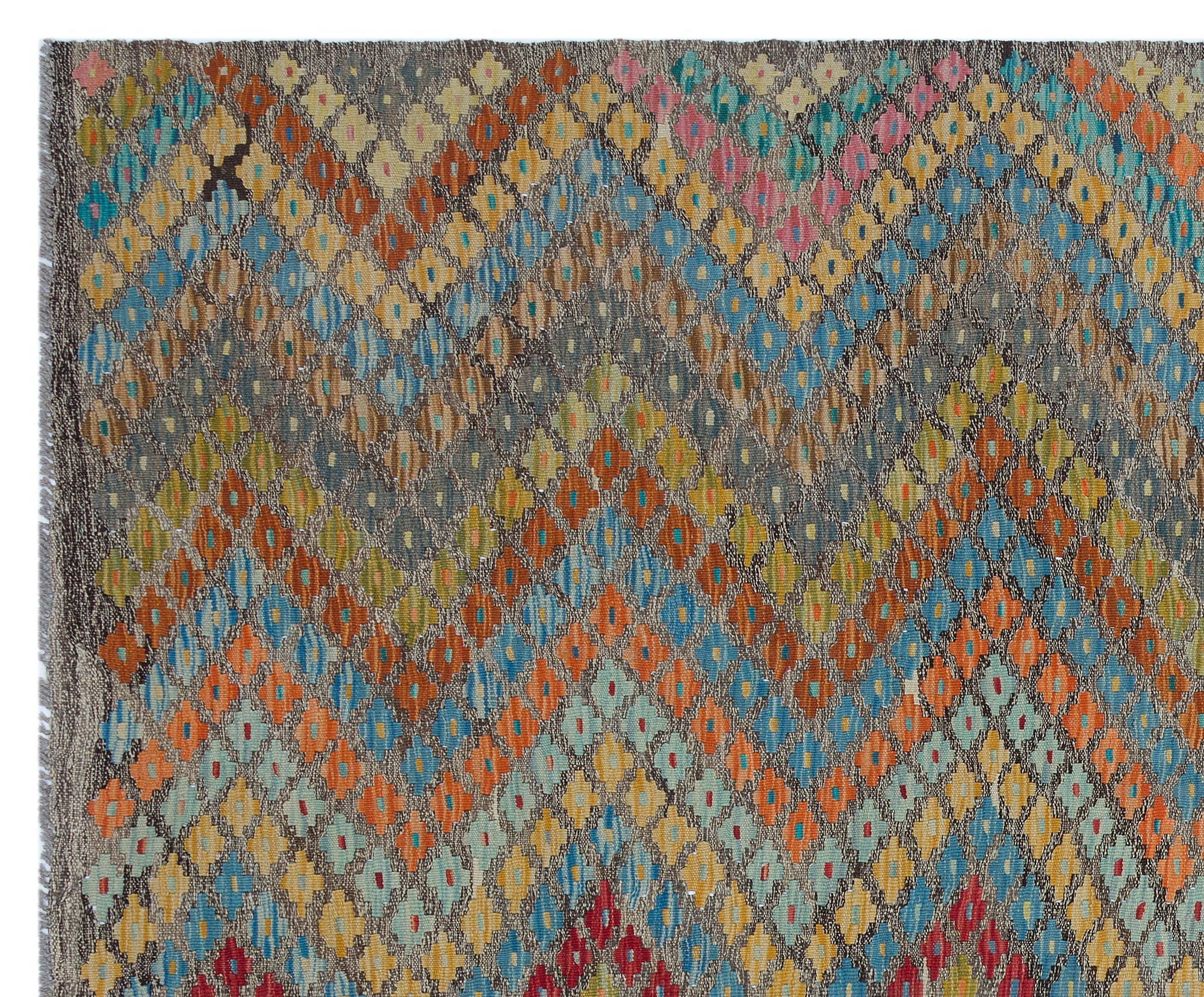 Selanik 30134 Brown Vintage Wool Handmade Area Rug 6'8" x 8'0"