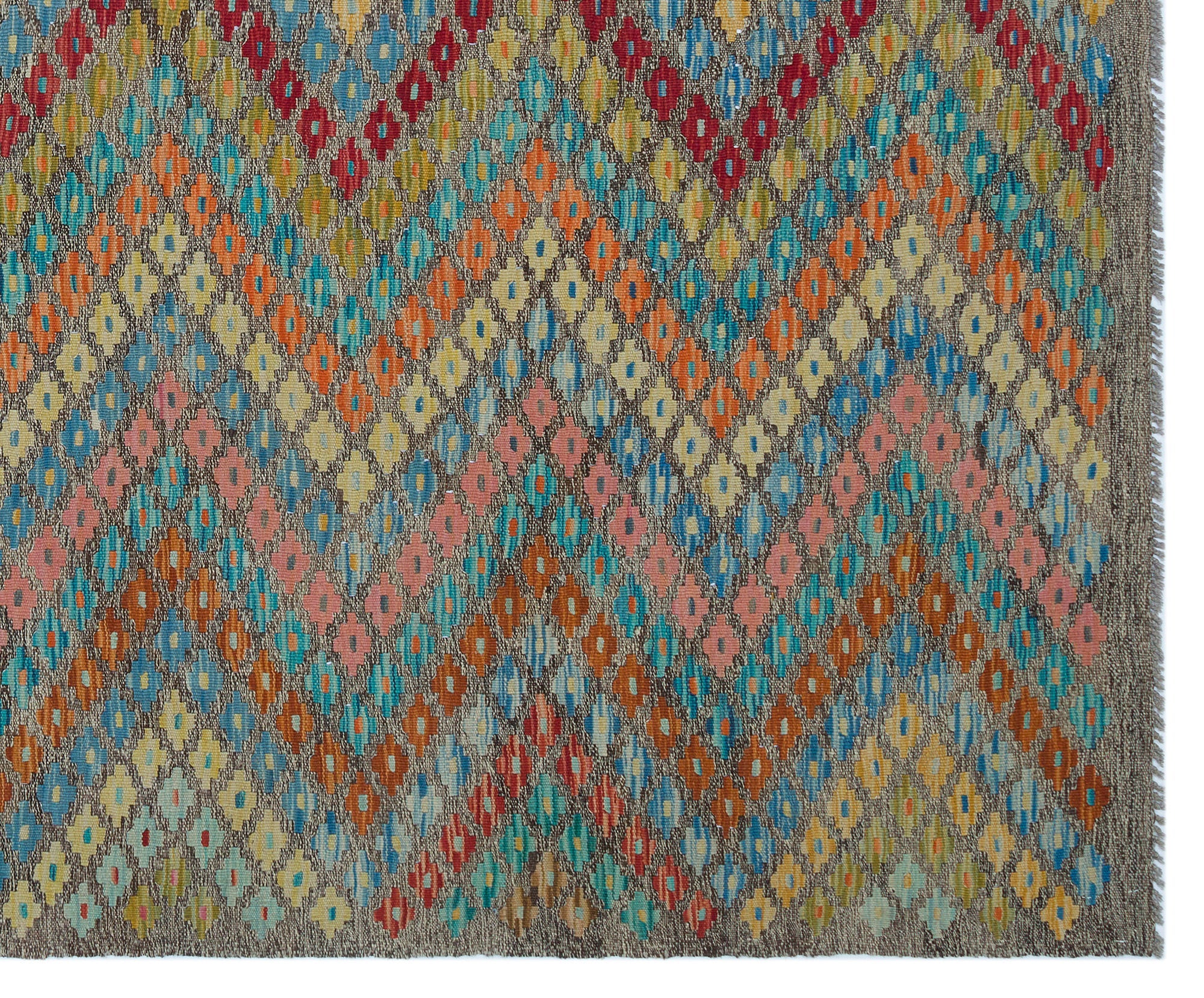 Selanik 30134 Brown Vintage Wool Handmade Area Rug 6'8" x 8'0"