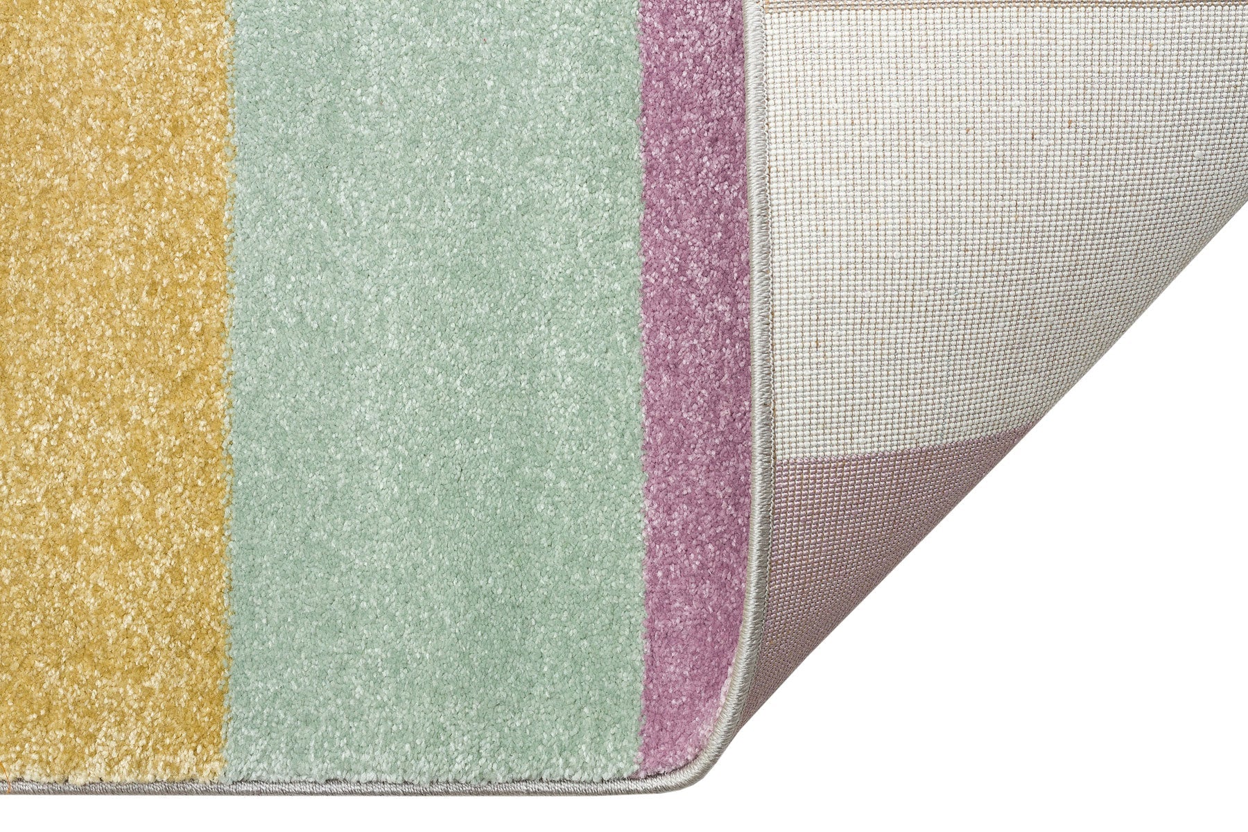 Pink Kids Rug - Soft Texture Rug | Striped Kids Carpet with Anti Slip Backing