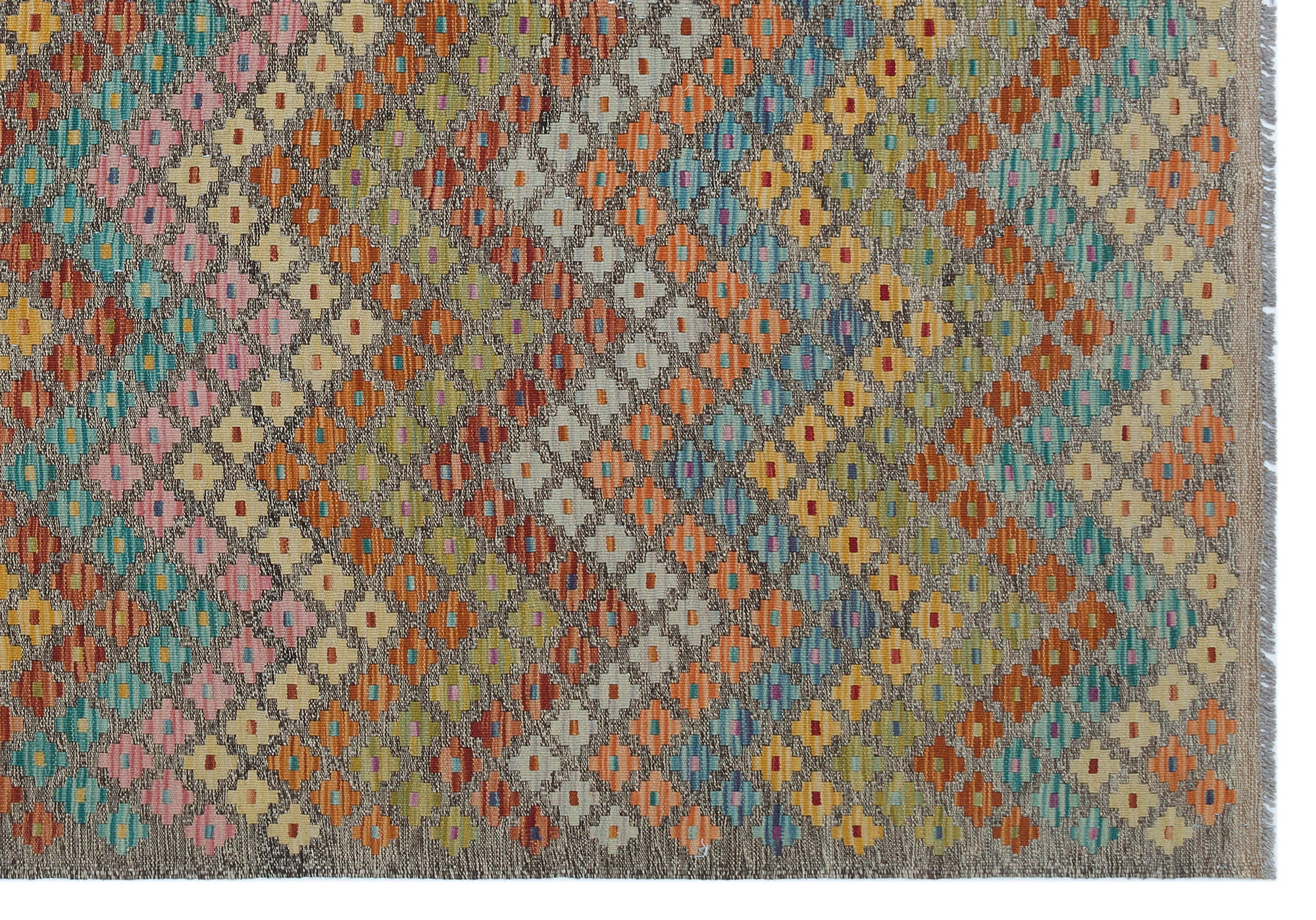 Selanik Beige Vintage Wool Handmade Area Rug 6'2" x 8'7"
