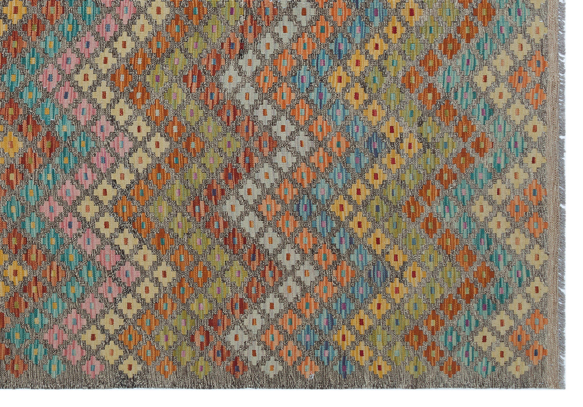 Selanik Beige Vintage Wool Handmade Area Rug 6'2" x 8'7"