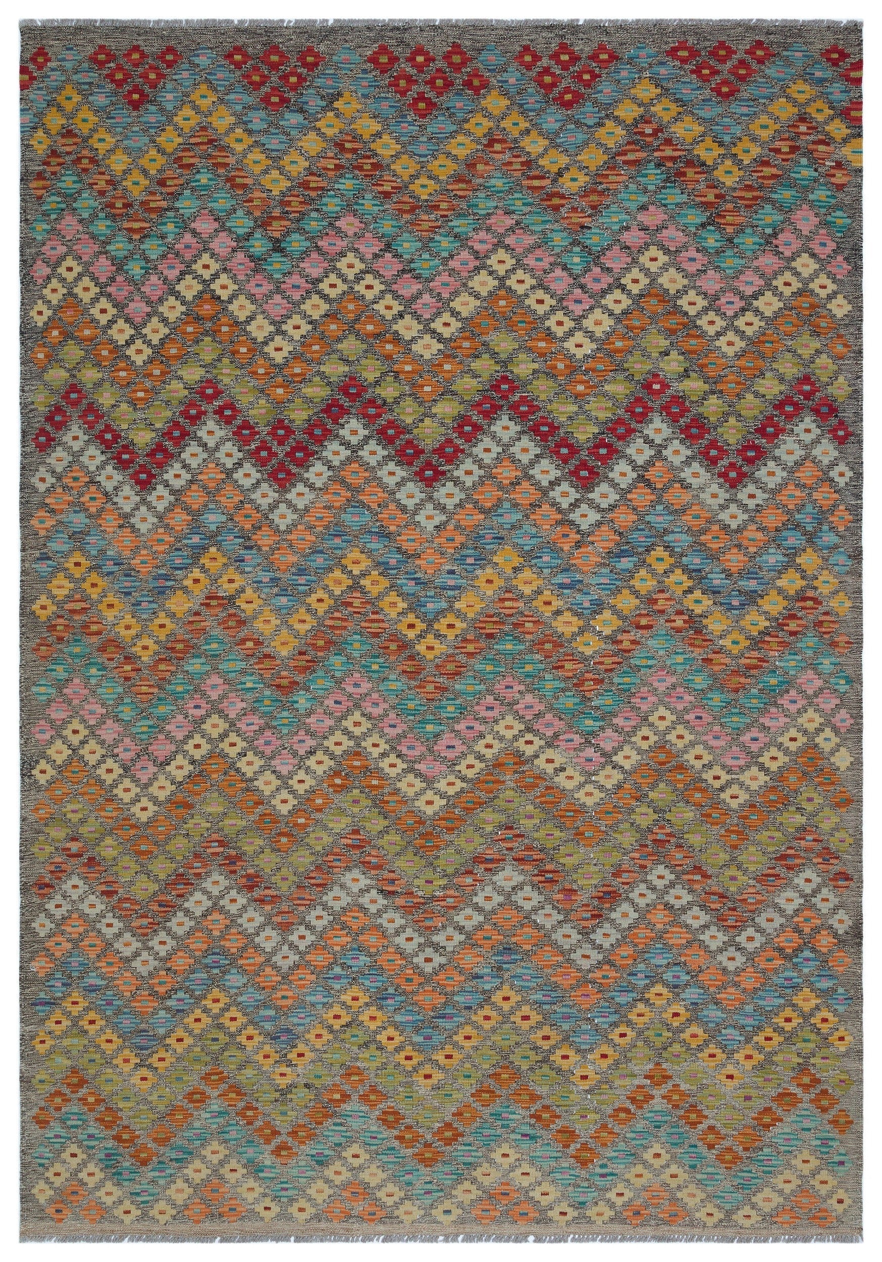 Selanik Beige Vintage Wool Handmade Area Rug 6'2" x 8'7"