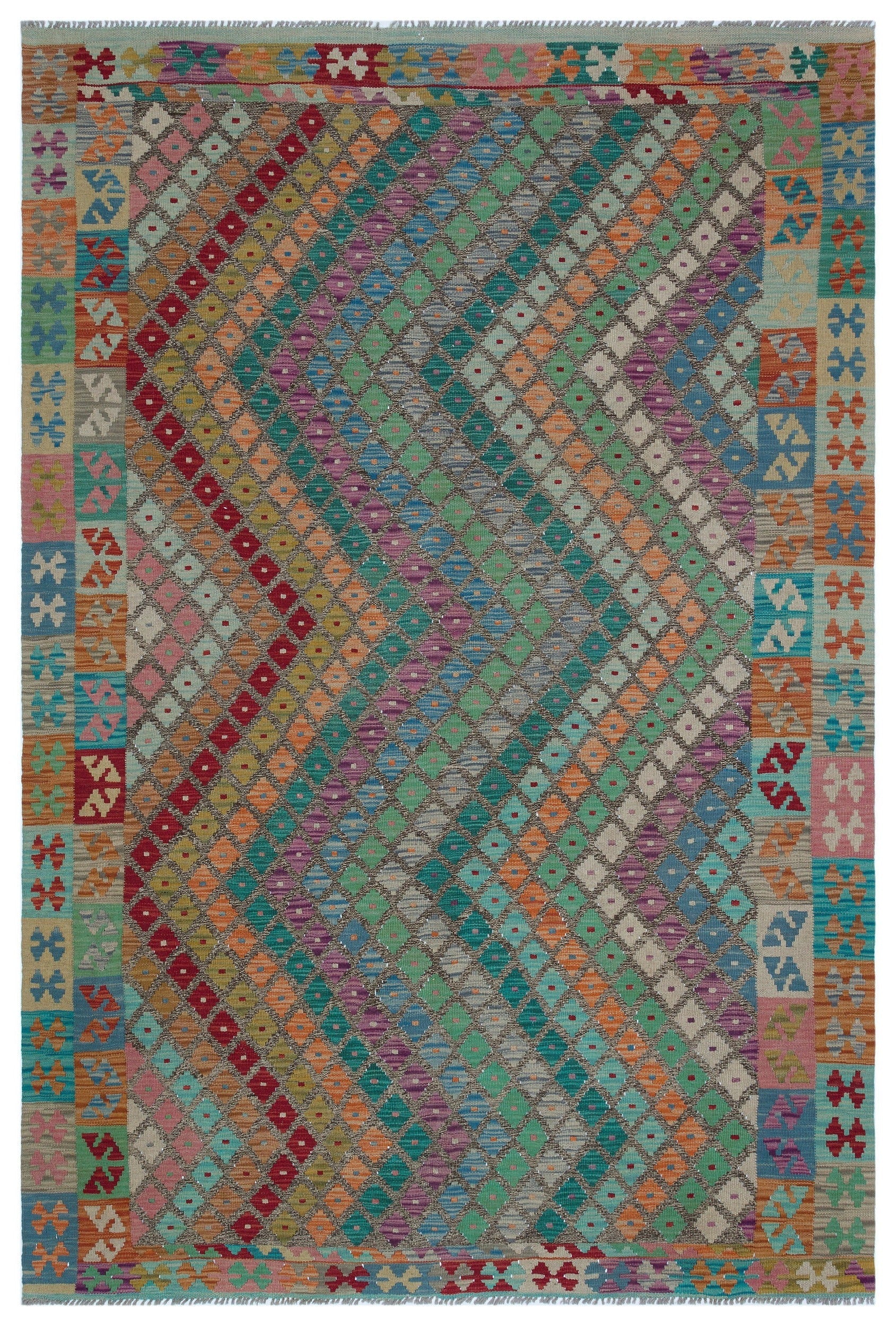 Selanik Green Vintage Wool Handmade Area Rug 6'2" x 7'7"