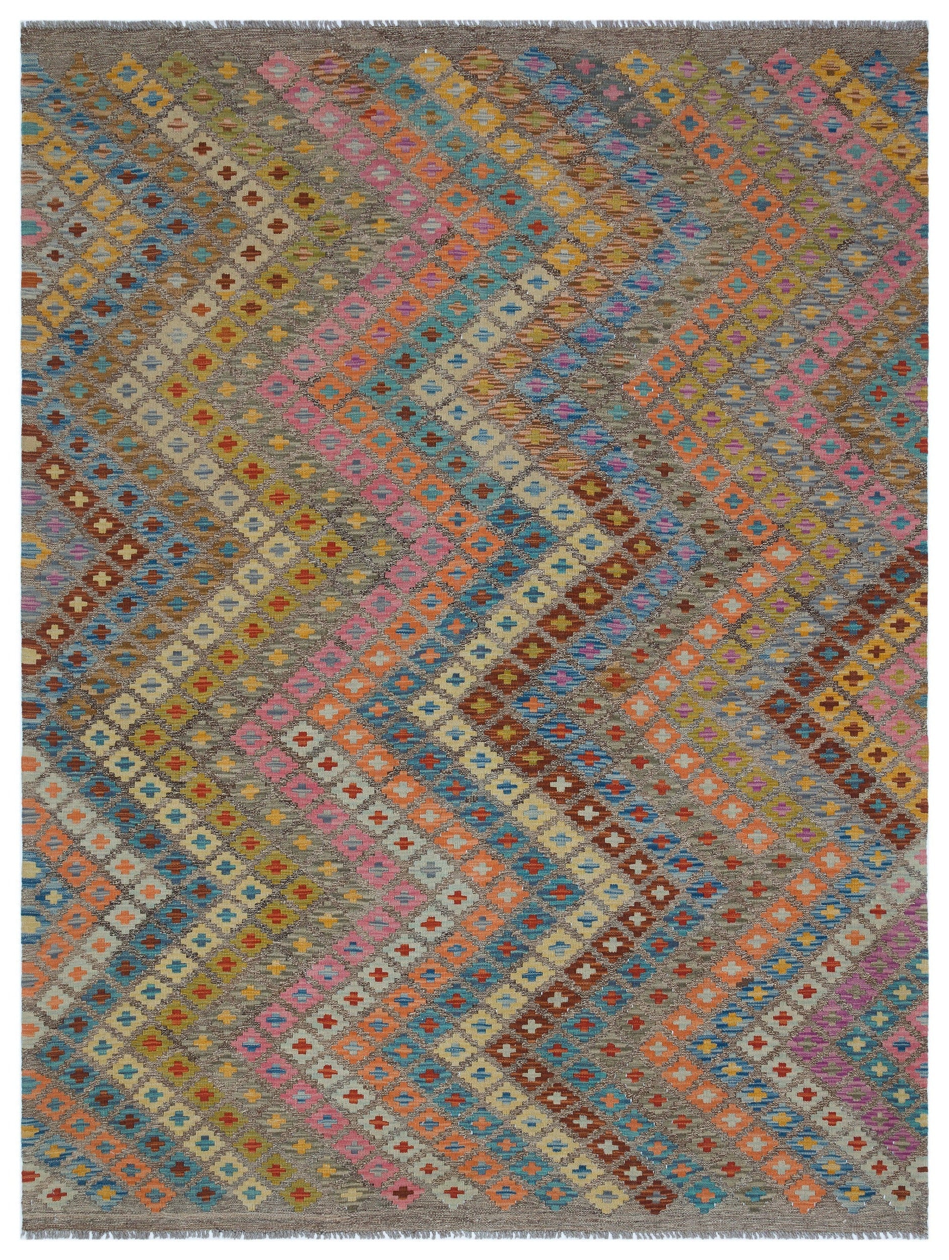 Selanik Beige Vintage Wool Handmade Area Rug 6'0" x 8'2"