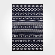 Black Geometric Area Rug – Washable Non Slip Chenille Cotton Carpet for Living Room