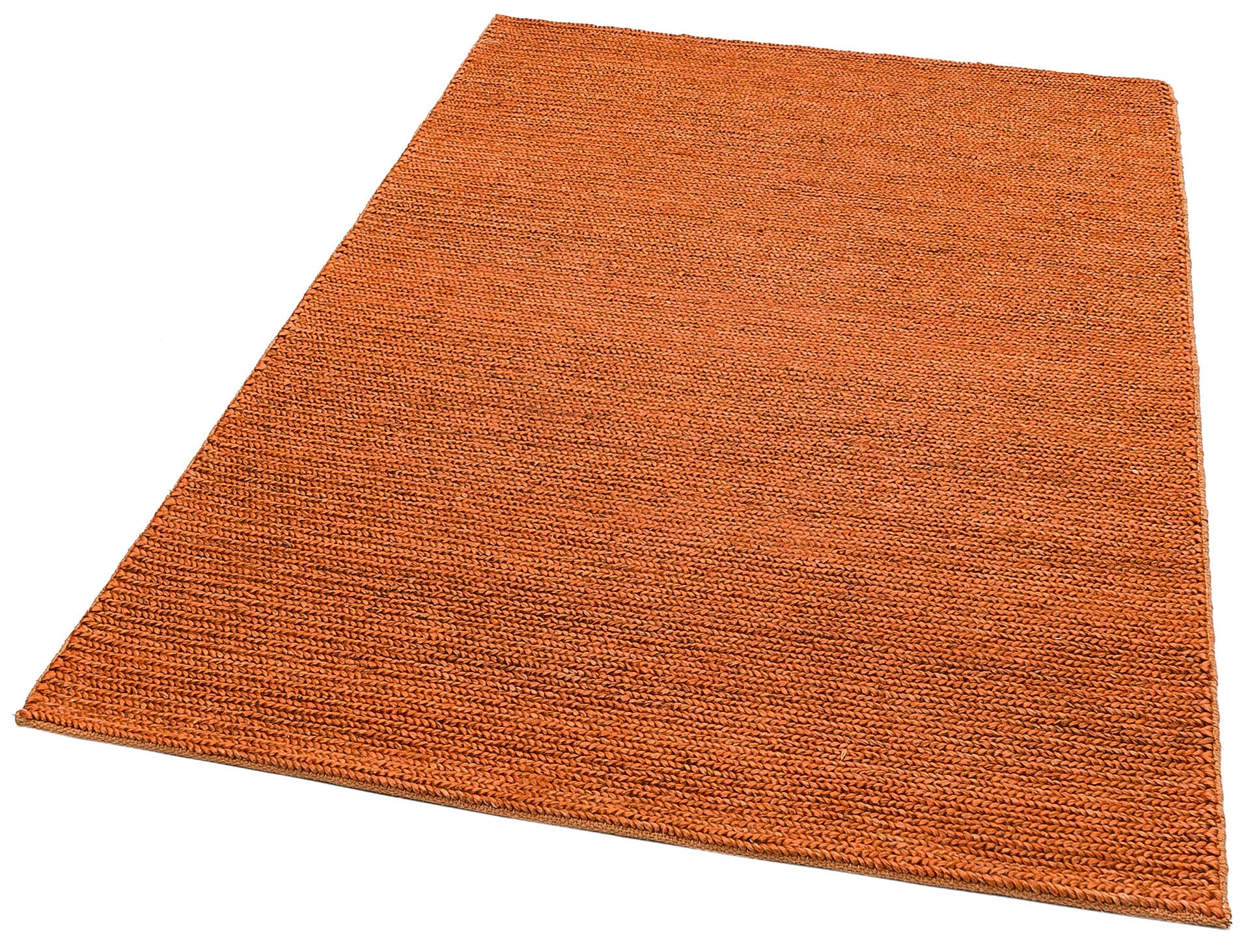 Handmade Jute Rug – Modern Orange Flatweave Natural Jute Carpet for Living Room