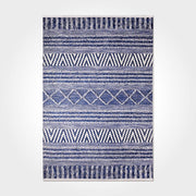 Daniella Blue Geometric Chenille and Cotton Digital Print Area Rug