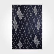 Digital Print Area Rug - Black Geometric Chenille Cotton Washable Non Slip Carpet