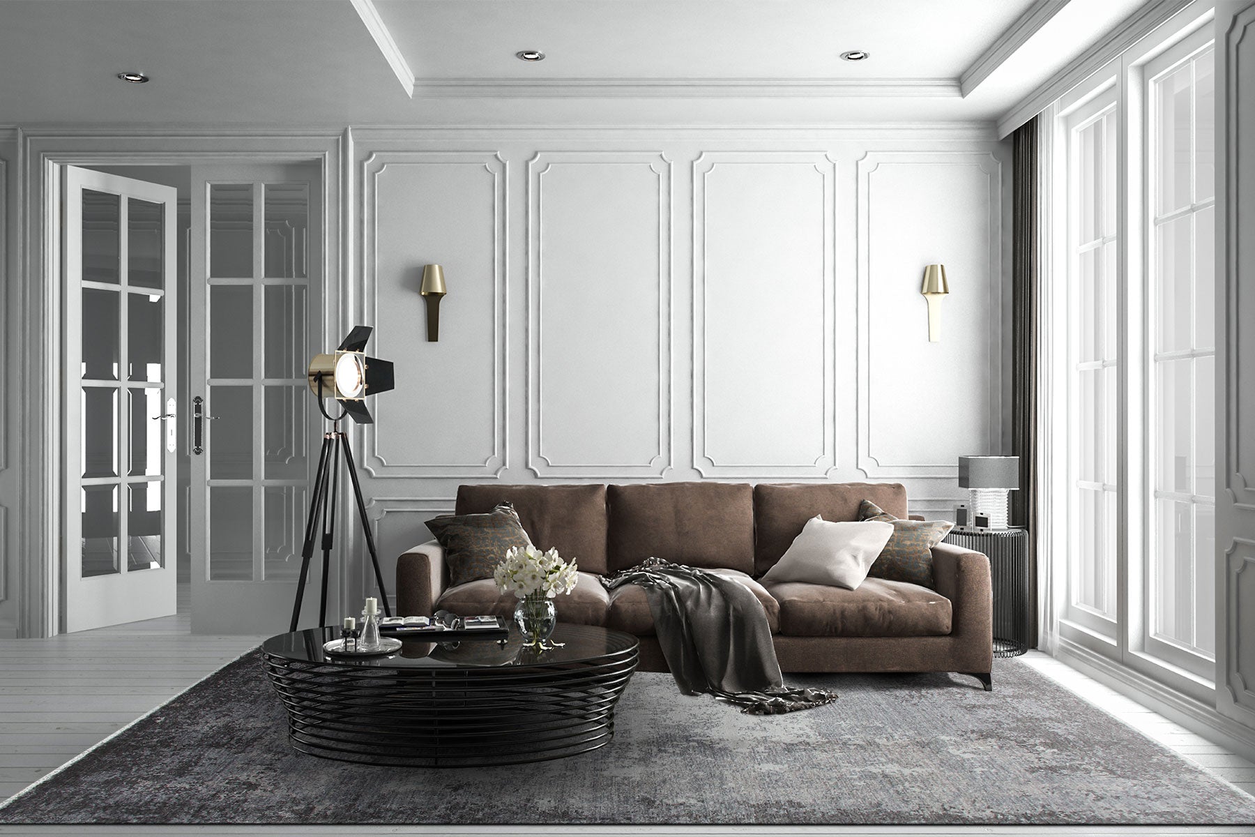 Modern Viscose Rug - Handmade Grey Area Rug with Soft Texture & Easy Clean