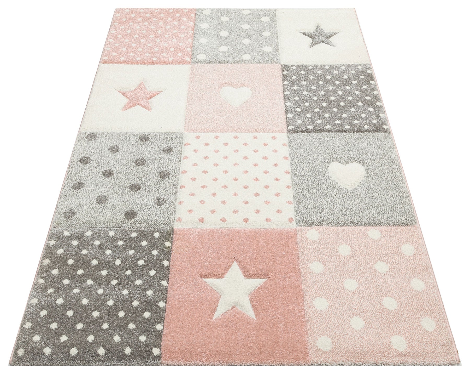 Kids Geometric Rug – Grey Figured Flatweave Non Slip Children Area Rug