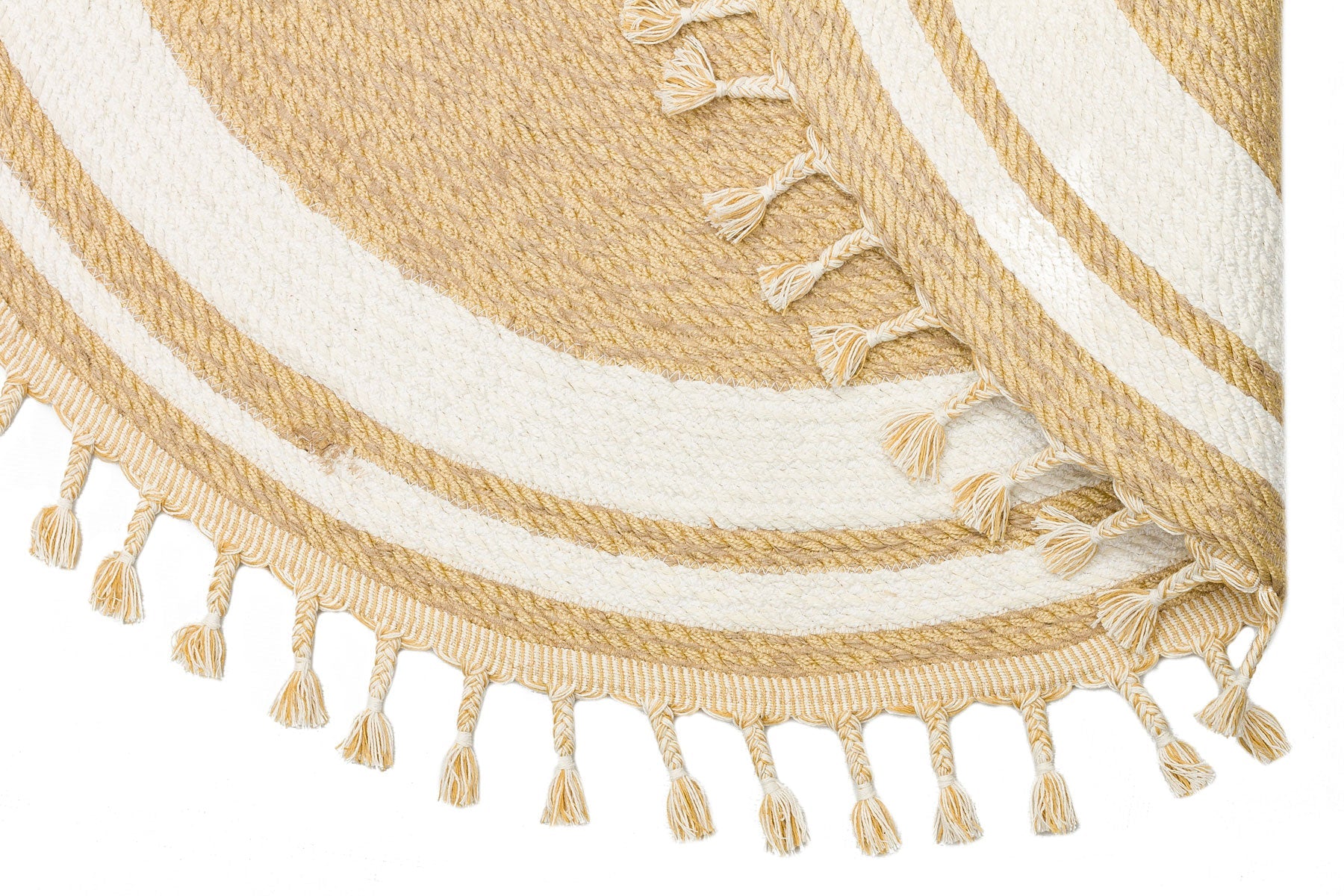 Round Jute Rug – Modern Beige Cotton Flatweave Eco Friendly Carpet