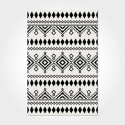 Digital Print Area Rug - Black Geometric Chenille Cotton Carpet Washable Non Slip