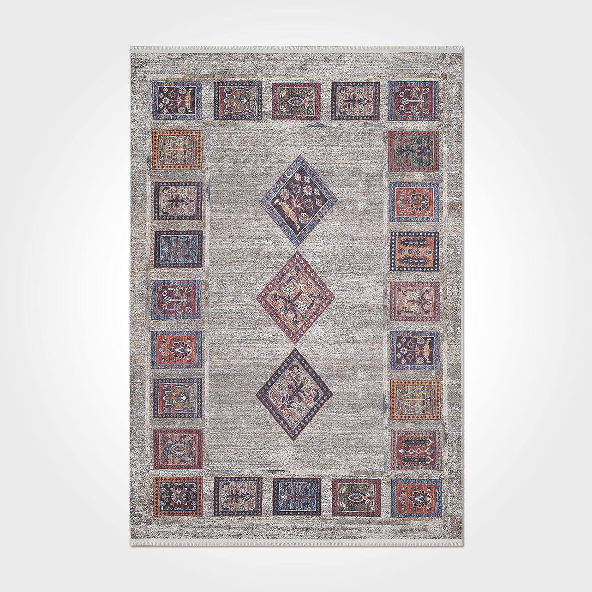 Geometric Area Rug – Washable Non Slip Chenille Cotton Rug for Living Room