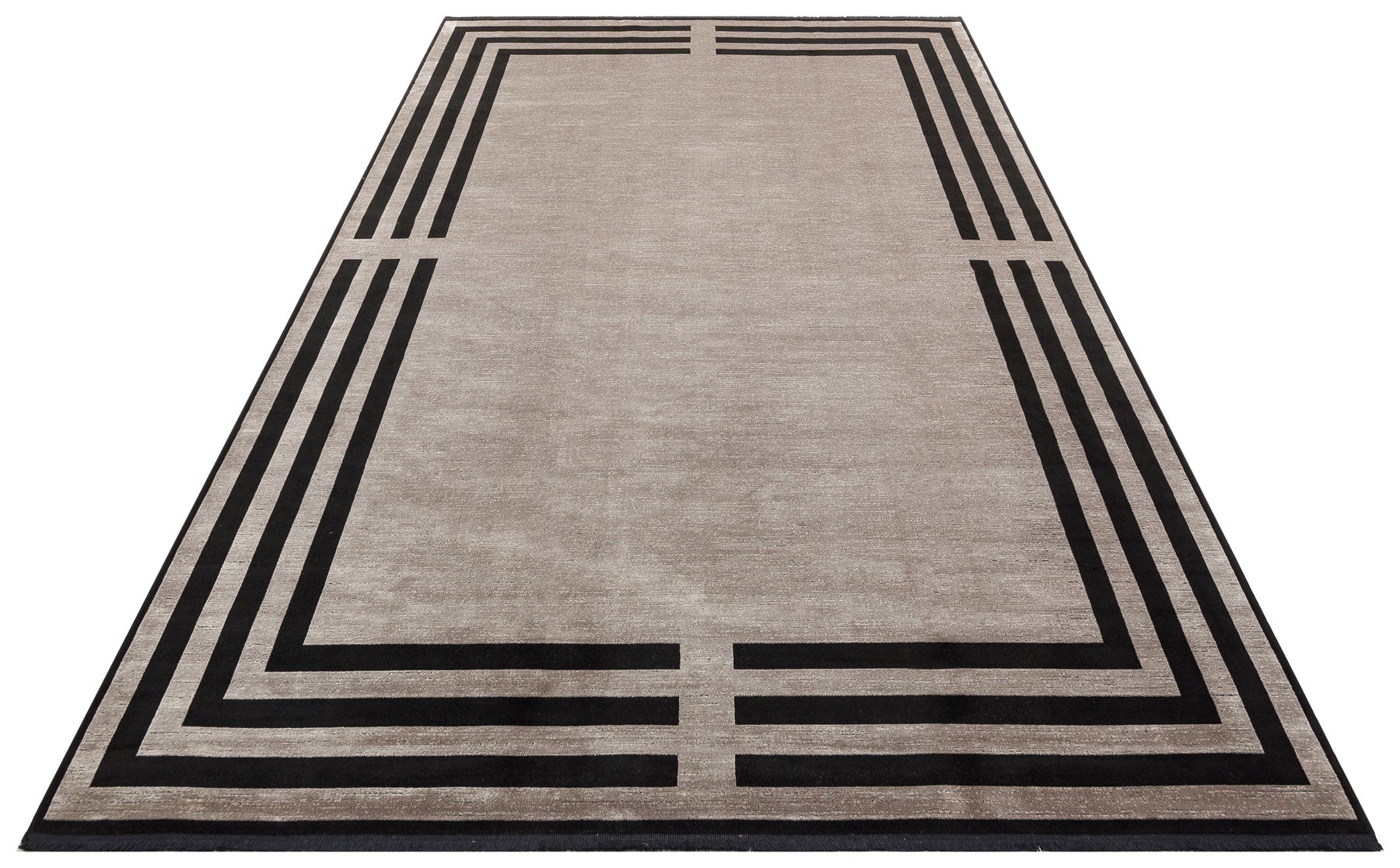 Grey Viscose Area Rug - Classic Machine Made Rug with Soft Texture Carpet